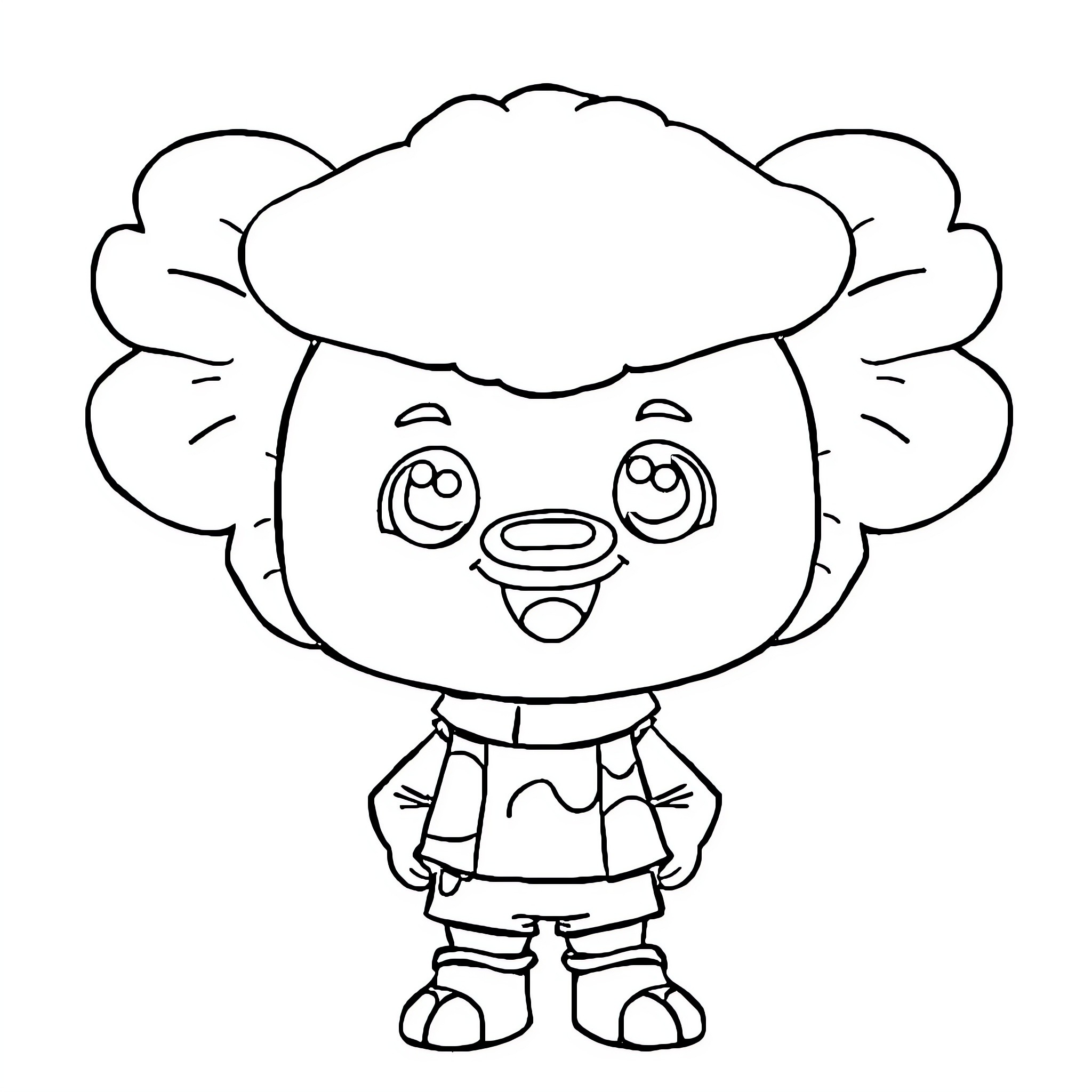 Labubu the cute and happy cartoon character Coloring Page (free black-and-white line drawing printable PDF for all, from beginners to advanced learners, including children, teens, adults, and seniors)