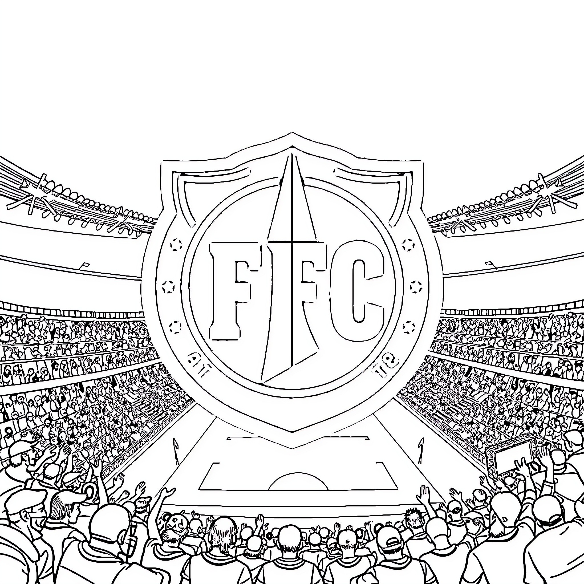 Austin FC Soccer Match at Stadium Coloring Page (free black-and-white line drawing printable PDF for all, from beginners to advanced learners, including children, teens, adults, and seniors)