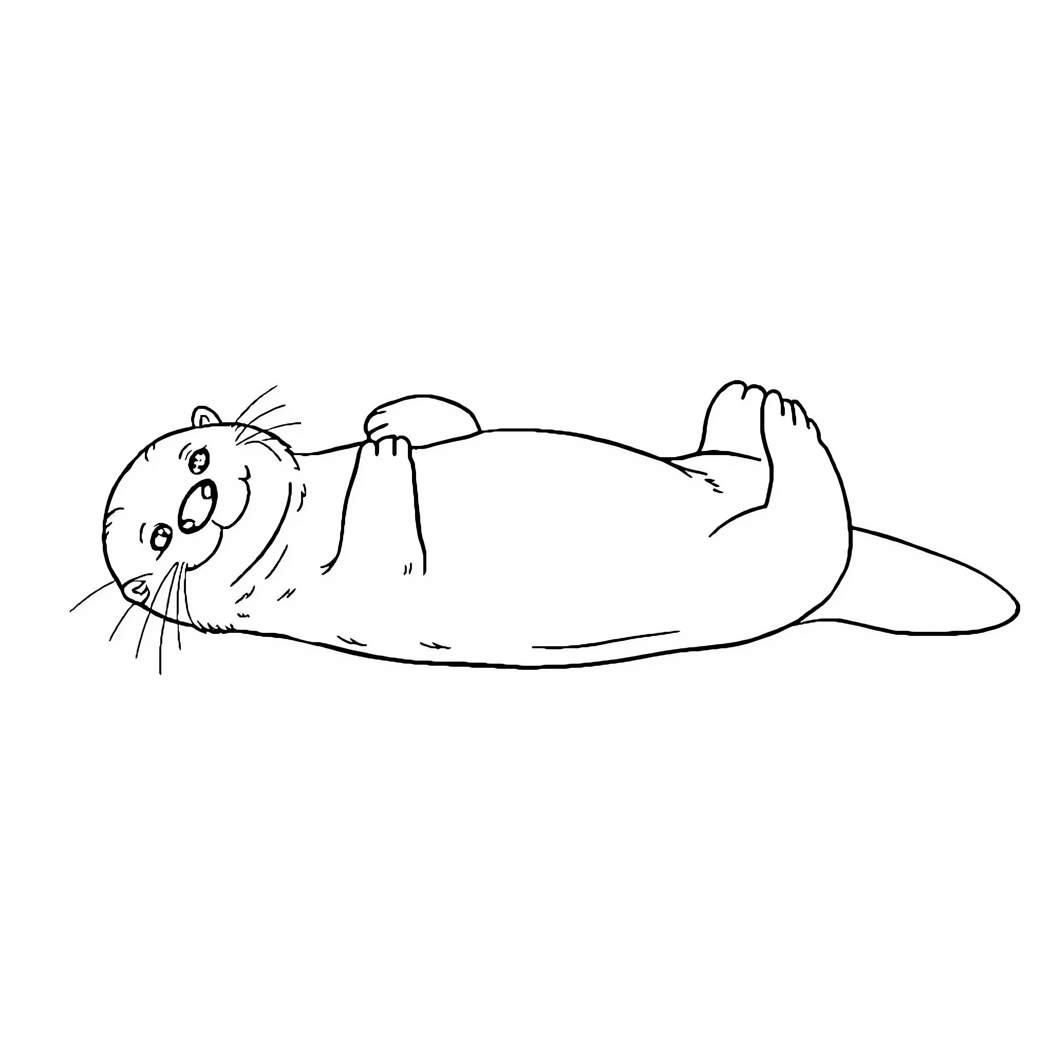 Otter resting comfortably on its back Coloring Page (free black-and-white line drawing printable PDF for all, from beginners to advanced learners, including children, teens, adults, and seniors)