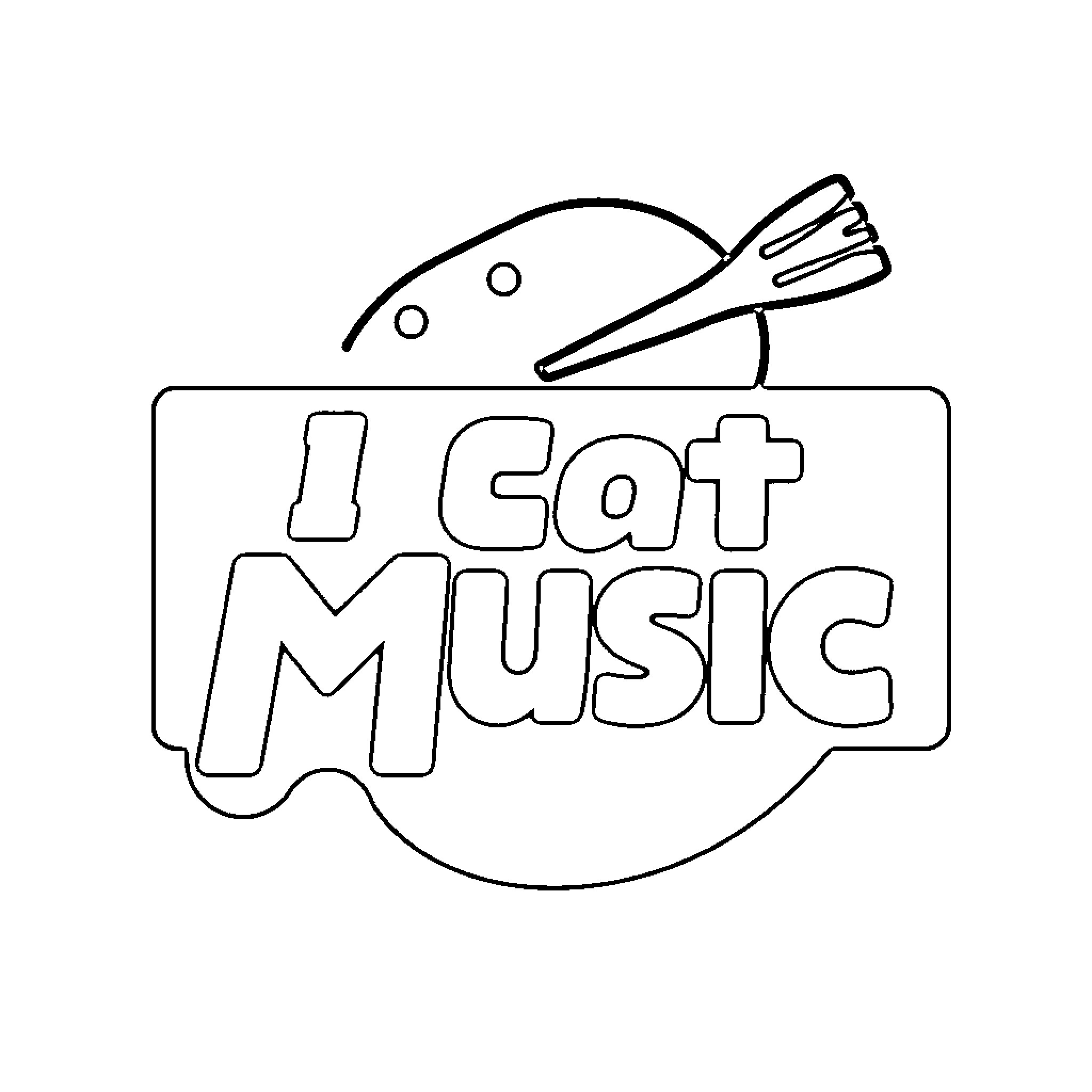 Logo with Musical Instruments and Text Coloring Page (free black-and-white line drawing printable PDF for all, from beginners to advanced learners, including children, teens, adults, and seniors)