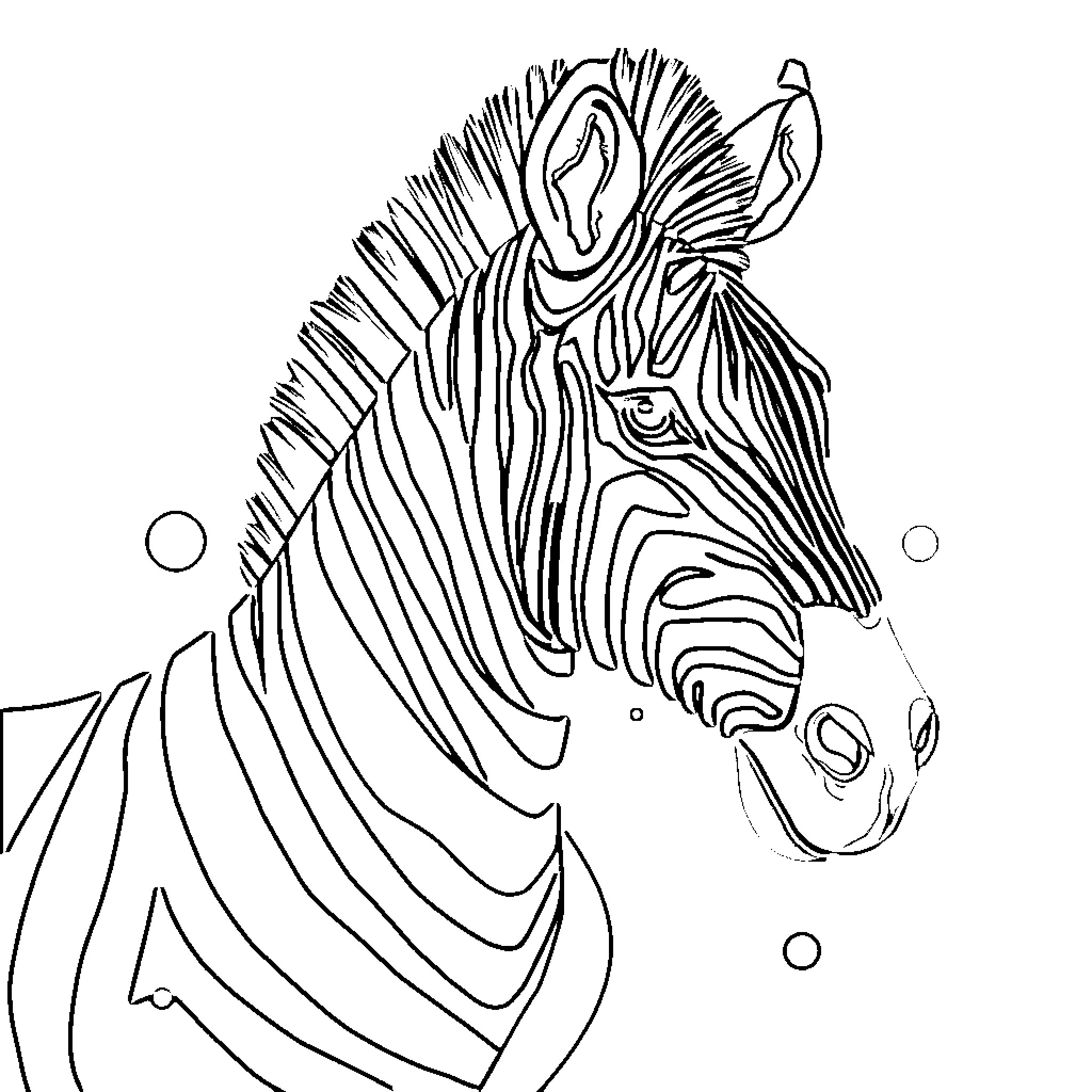 Zebra with abstract geometric patterns Coloring Page (free black-and-white line drawing printable PDF for all, from beginners to advanced learners, including children, teens, adults, and seniors)