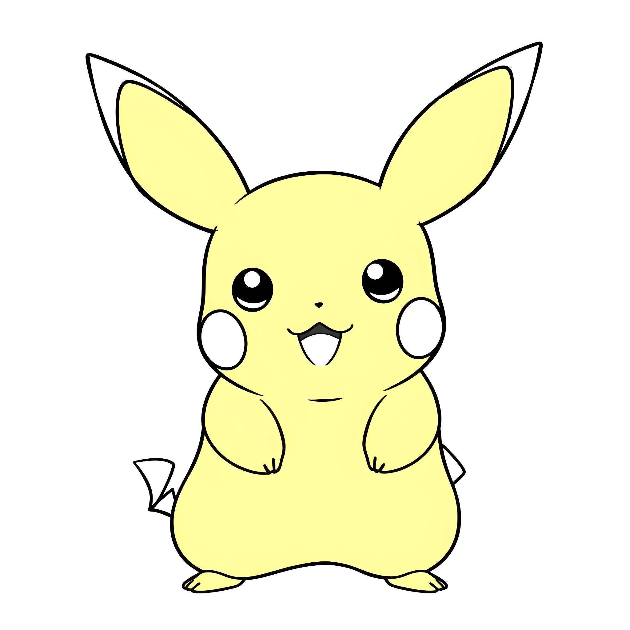 Pikachu's Friendly Greeting Coloring Page (free black-and-white line drawing printable PDF for all, from beginners to advanced learners, including children, teens, adults, and seniors)