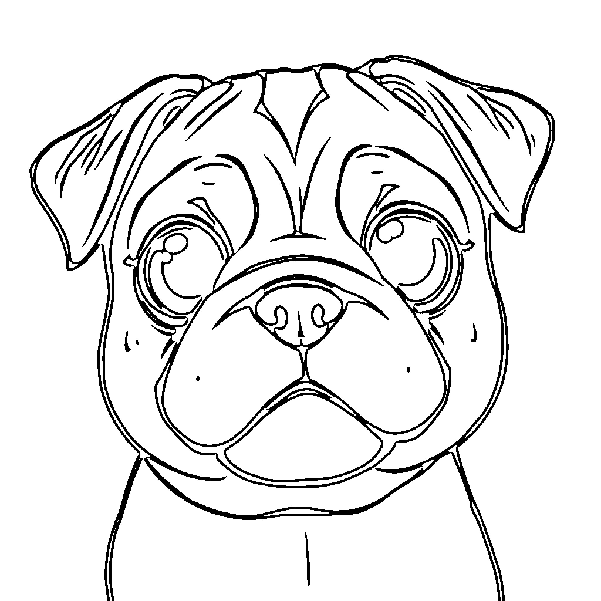 Peppa Pug's Playful Expression Coloring Page (free black-and-white line drawing printable PDF for all, from beginners to advanced learners, including children, teens, adults, and seniors)