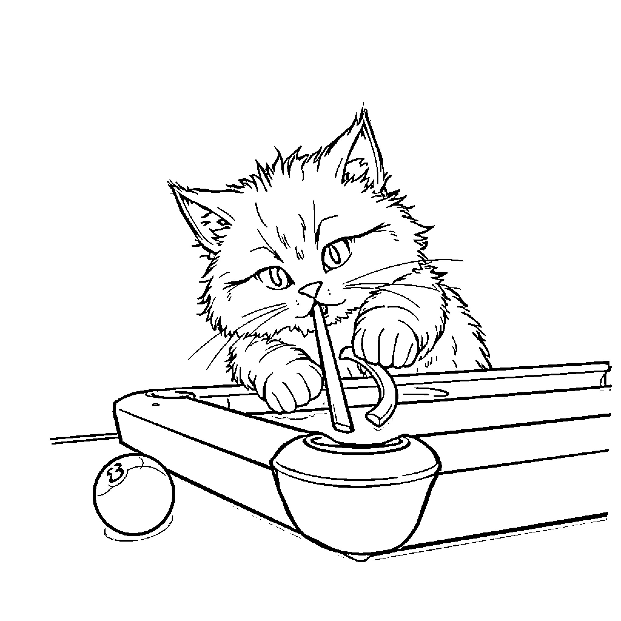 Cat drawing using pencil on paper Coloring Page (free black-and-white line drawing printable PDF for all, from beginners to advanced learners, including children, teens, adults, and seniors)