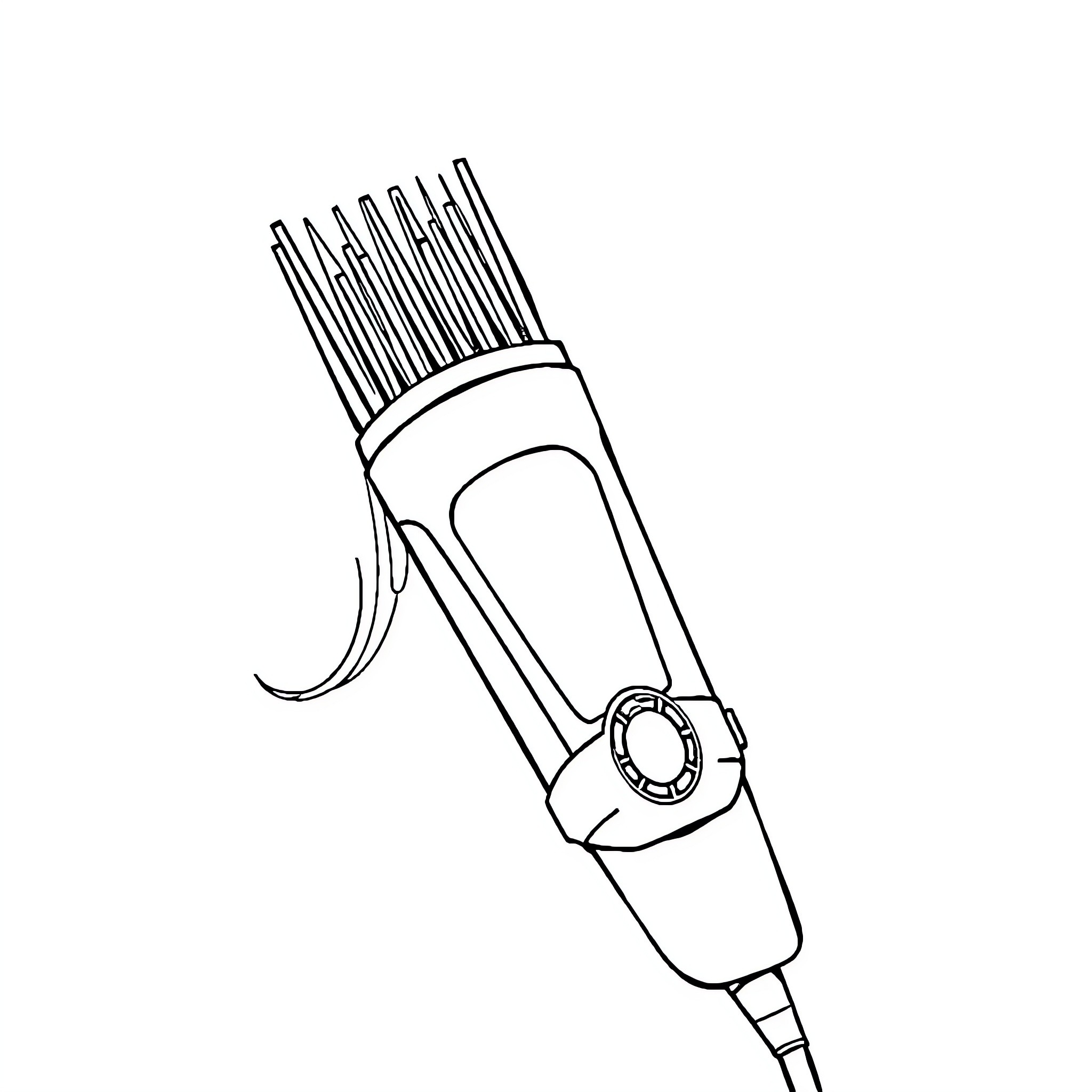 Hair Clipper in Use Coloring Page (free black-and-white line drawing printable PDF for all, from beginners to advanced learners, including children, teens, adults, and seniors)