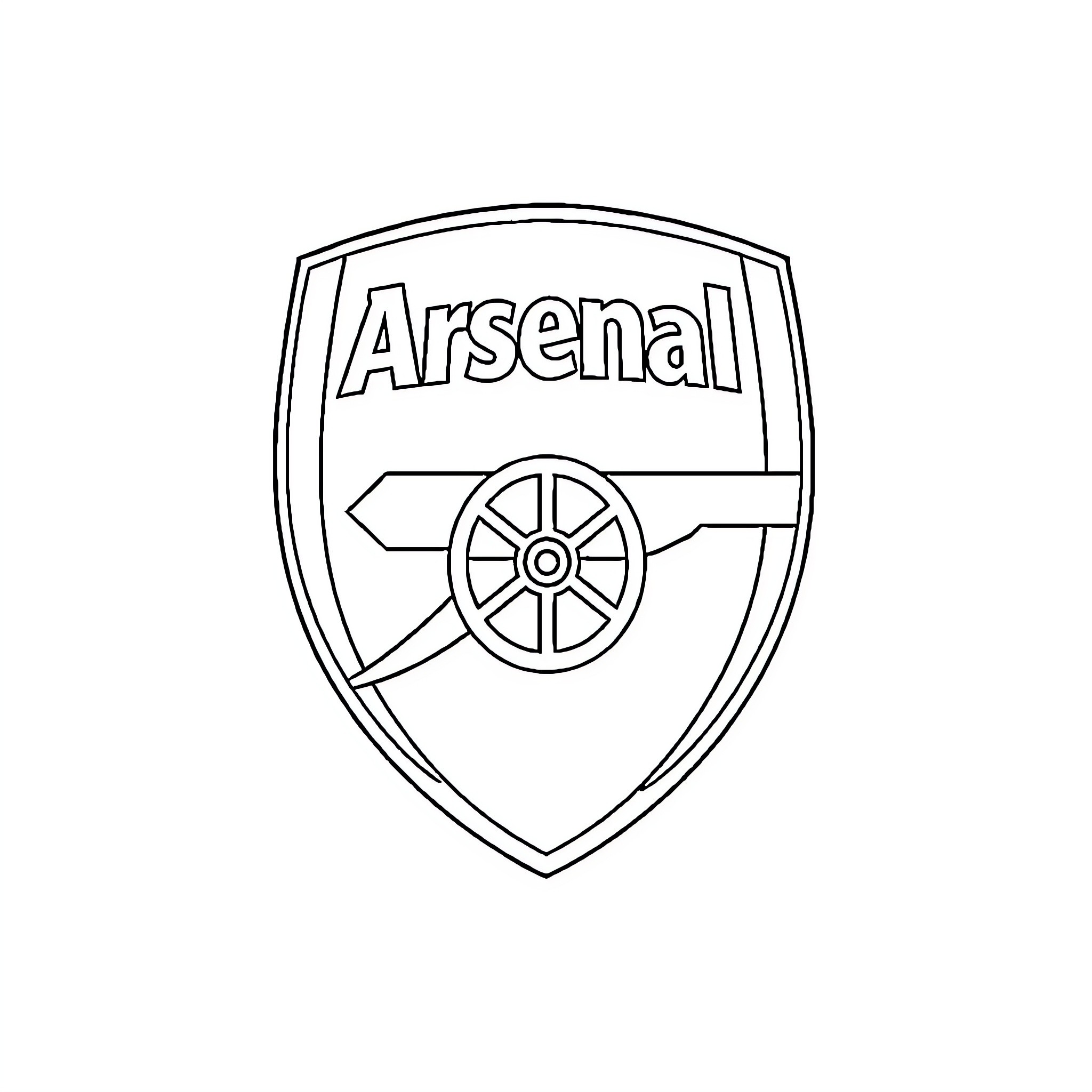 Arsenal's Iconic Football Club Emblem Coloring Page (free black-and-white line drawing printable PDF for all, from beginners to advanced learners, including children, teens, adults, and seniors)