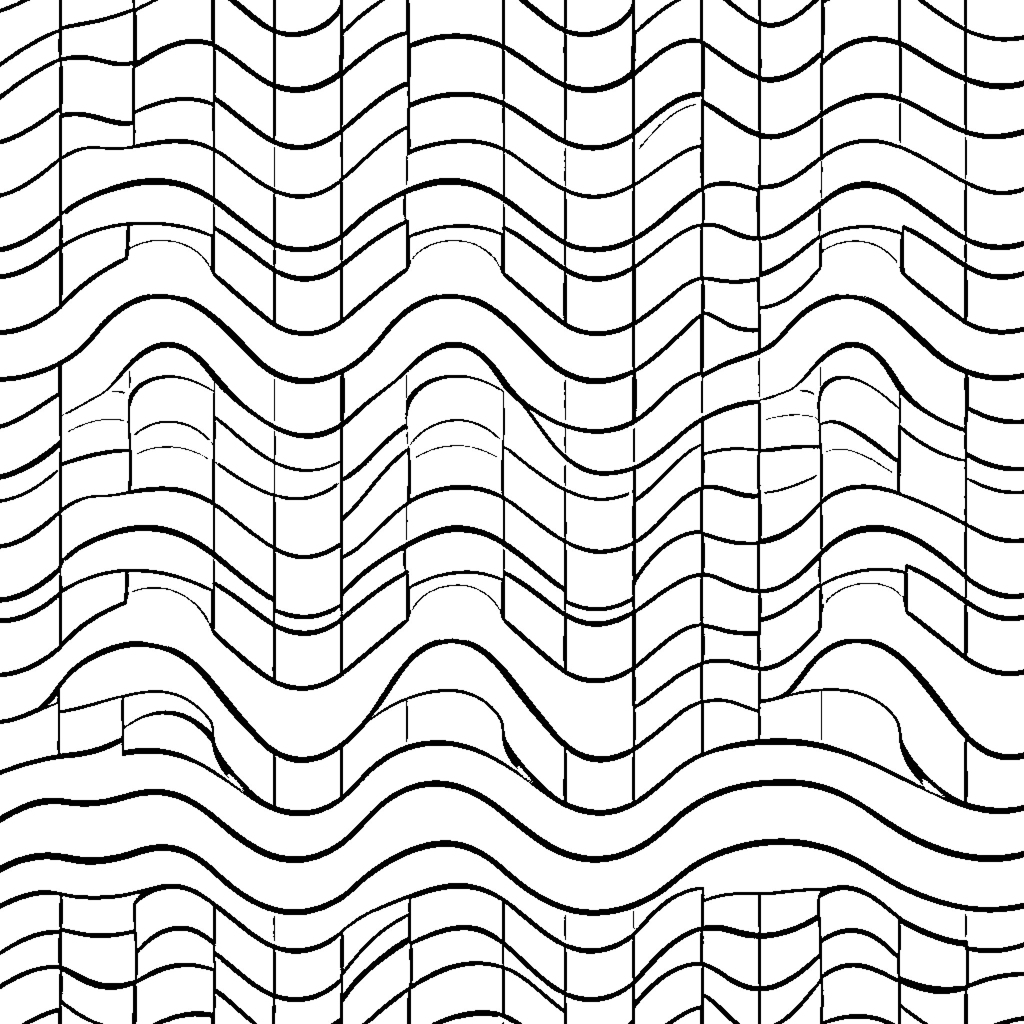 Pattern of Wavy Lines Coloring Page (free black-and-white line drawing printable PDF for all, from beginners to advanced learners, including children, teens, adults, and seniors)