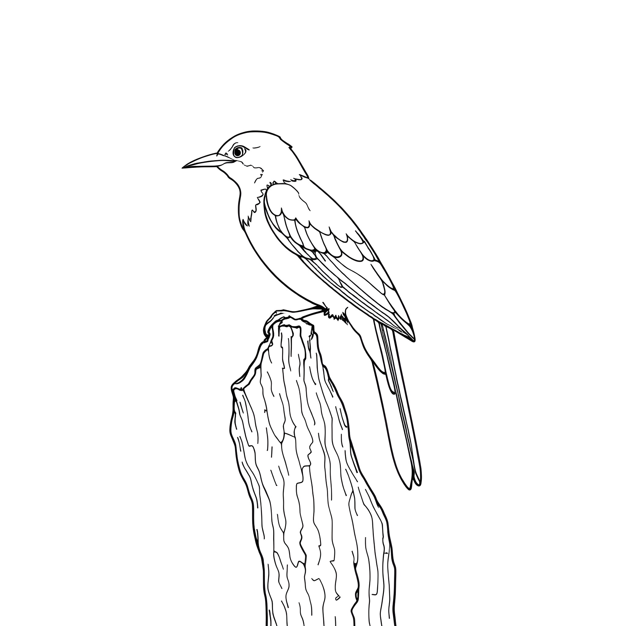 Chlorochrysa Phoenicotis perching on a branch Coloring Page (free black-and-white line drawing printable PDF for all, from beginners to advanced learners, including children, teens, adults, and seniors)