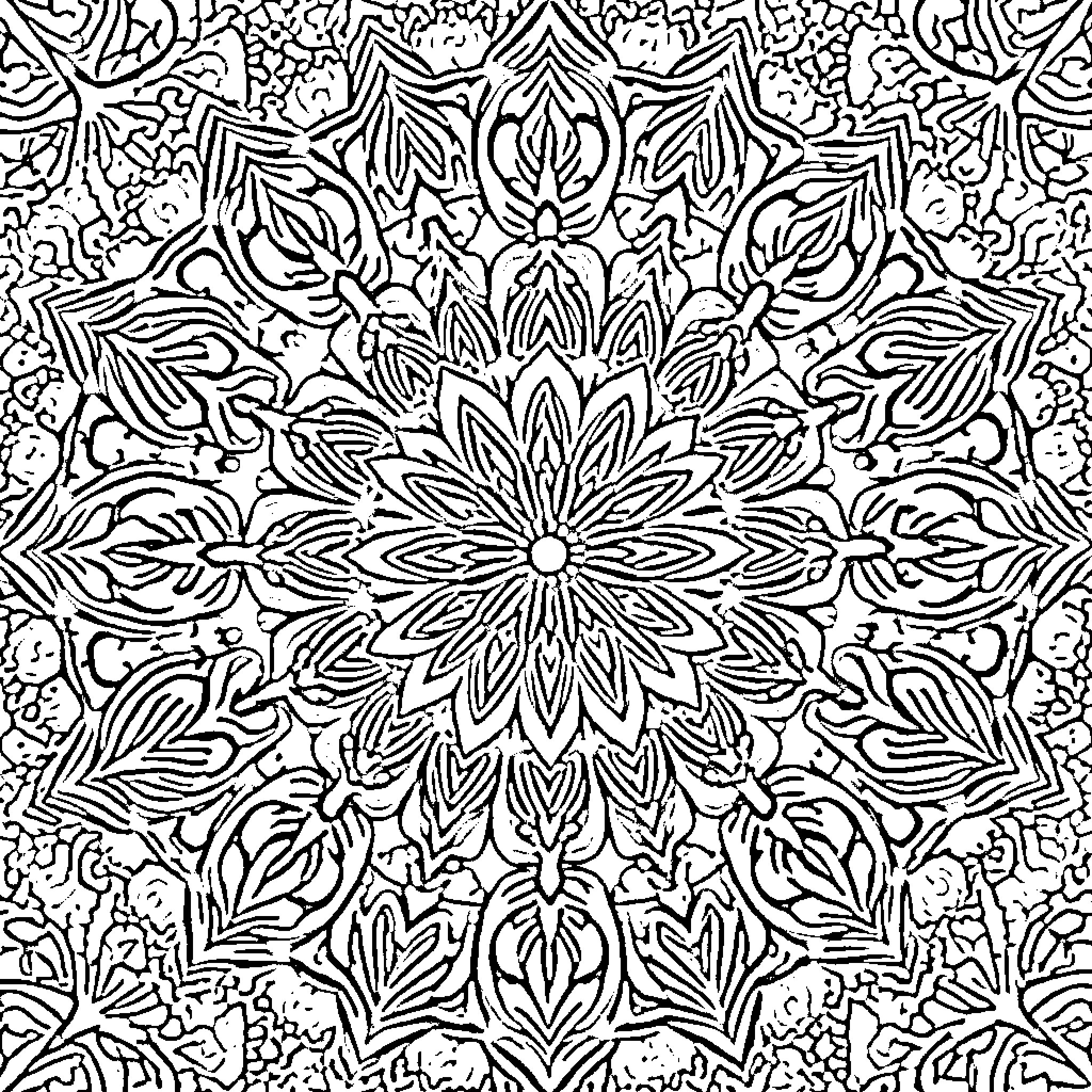 Mandalas of Intricate Floral Patterns Coloring Page (free black-and-white line drawing printable PDF for all, from beginners to advanced learners, including children, teens, adults, and seniors)