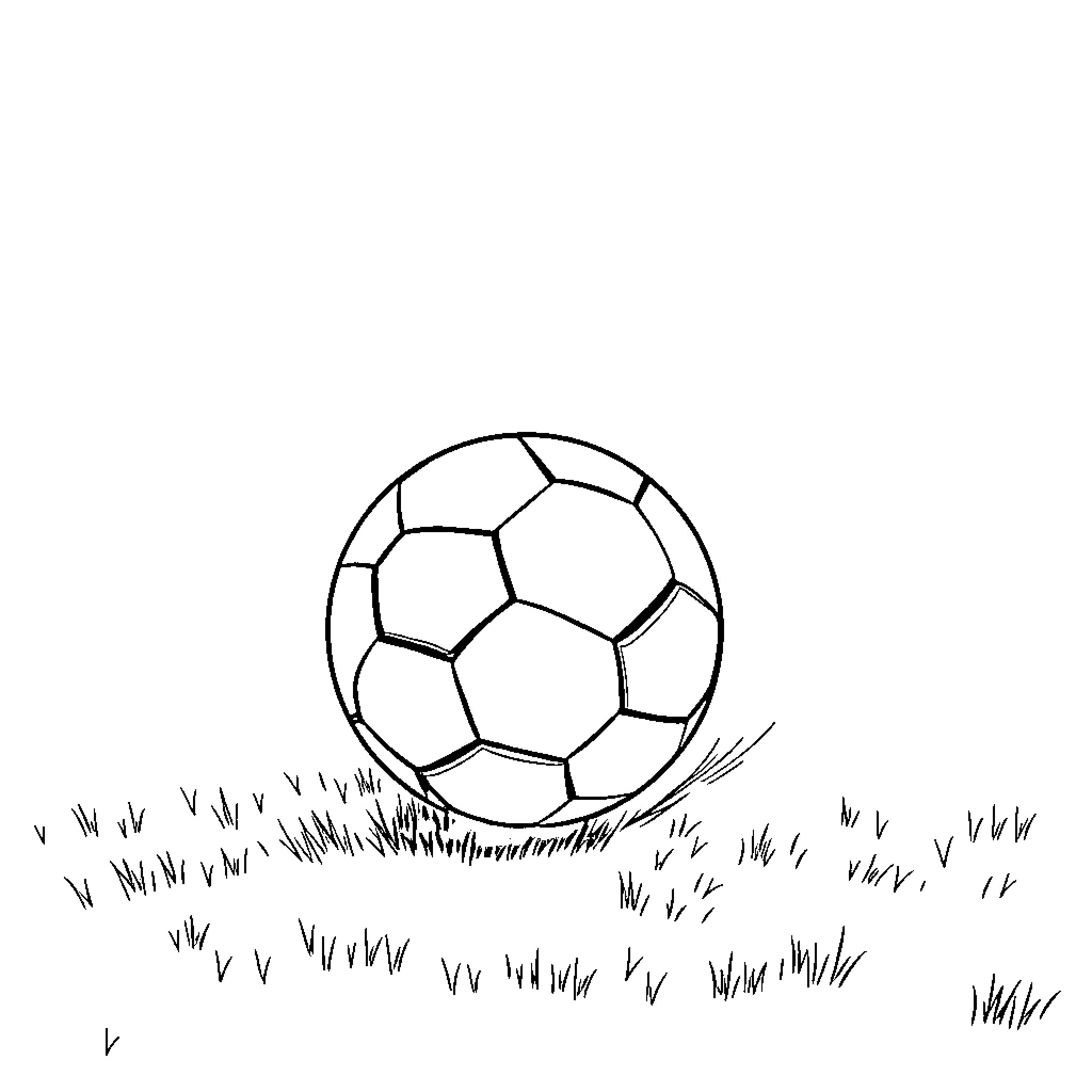 Football ball rolling in the grass Coloring Page (free black-and-white line drawing printable PDF for all, from beginners to advanced learners, including children, teens, adults, and seniors)