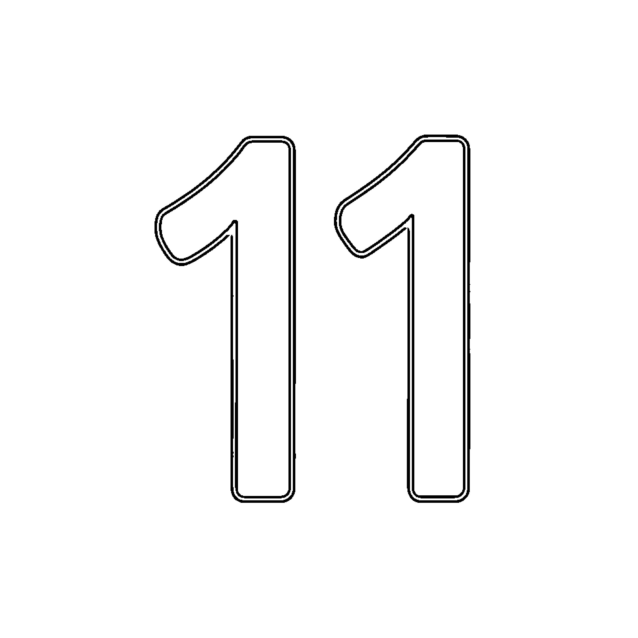 11 outlined number digits standing side by side Coloring Page (free black-and-white line drawing printable PDF for all, from beginners to advanced learners, including children, teens, adults, and seniors)