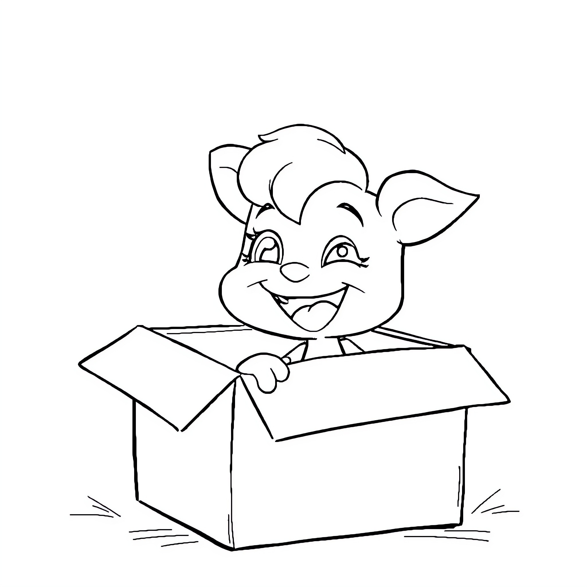 Bluey's Surprising Adventure in the Box Coloring Page (free black-and-white line drawing printable PDF for all, from beginners to advanced learners, including children, teens, adults, and seniors)