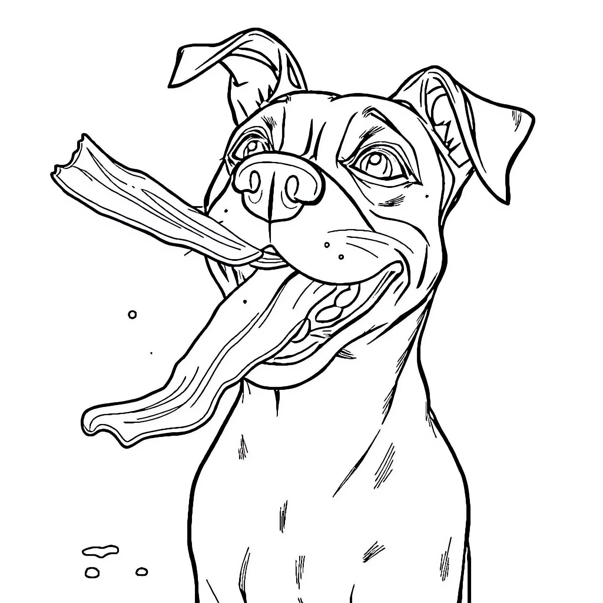 Dogman with a cheerful expression Coloring Page (free black-and-white line drawing printable PDF for all, from beginners to advanced learners, including children, teens, adults, and seniors)