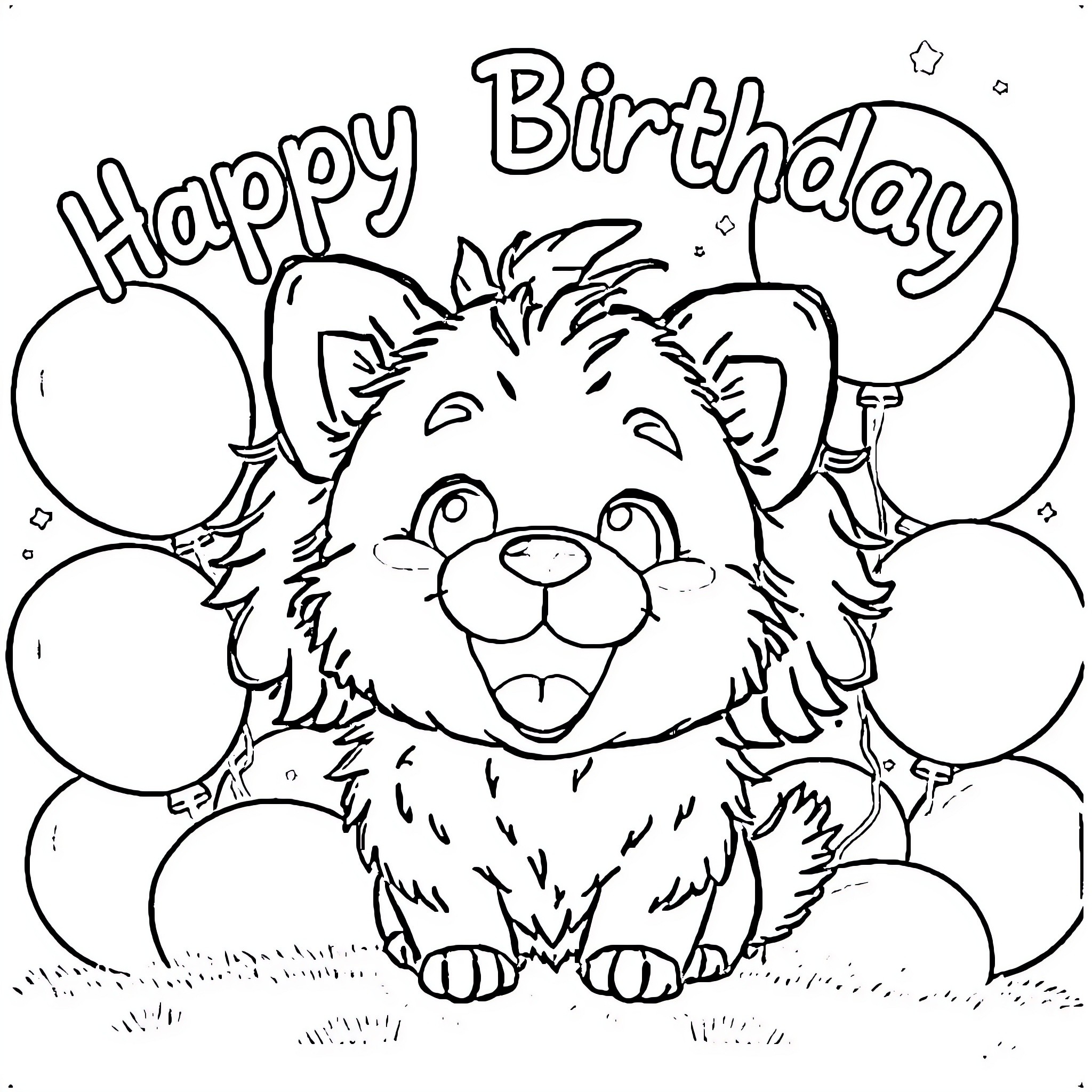 Cinamoroll's Happy Birthday Celebration Coloring Page (free black-and-white line drawing printable PDF for all, from beginners to advanced learners, including children, teens, adults, and seniors)