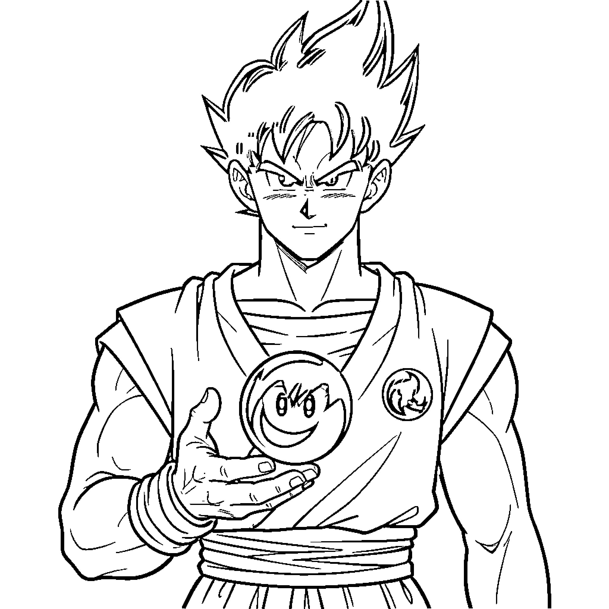 Jordan holding a glowing sphere with a confident expression Coloring Page (free black-and-white line drawing printable PDF for all, from beginners to advanced learners, including children, teens, adults, and seniors)