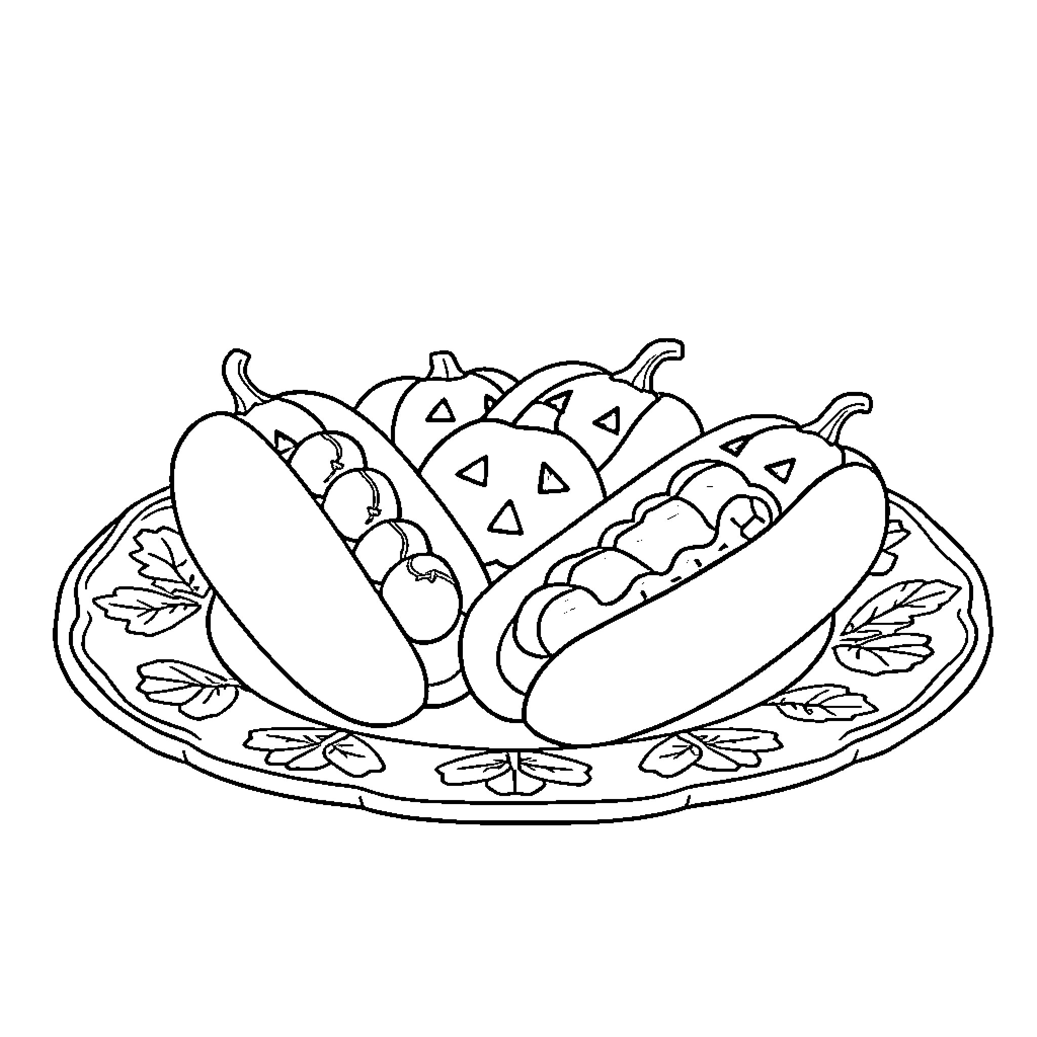 Pumpkin Dog Enjoying Halloween Treats Coloring Page (free black-and-white line drawing printable PDF for all, from beginners to advanced learners, including children, teens, adults, and seniors)