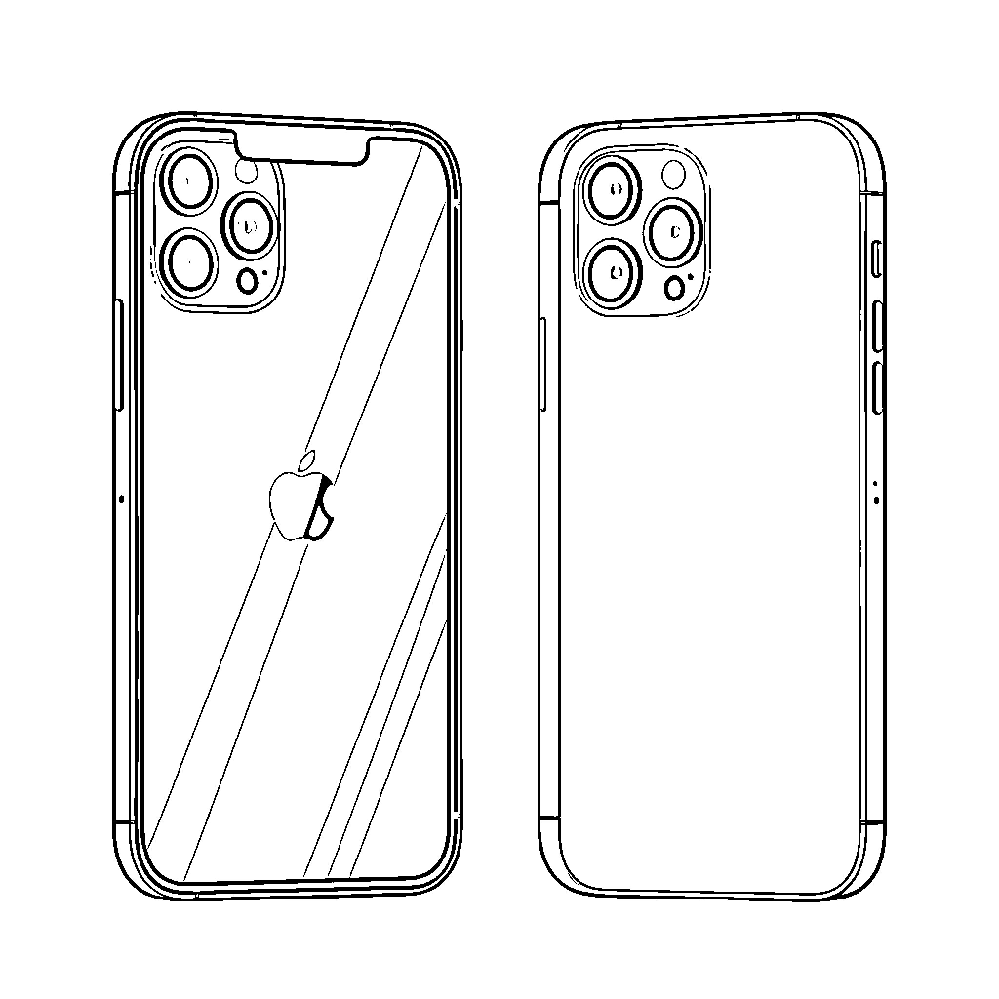iPhone with multiple cameras and sleek design Coloring Page (free black-and-white line drawing printable PDF for all, from beginners to advanced learners, including children, teens, adults, and seniors)