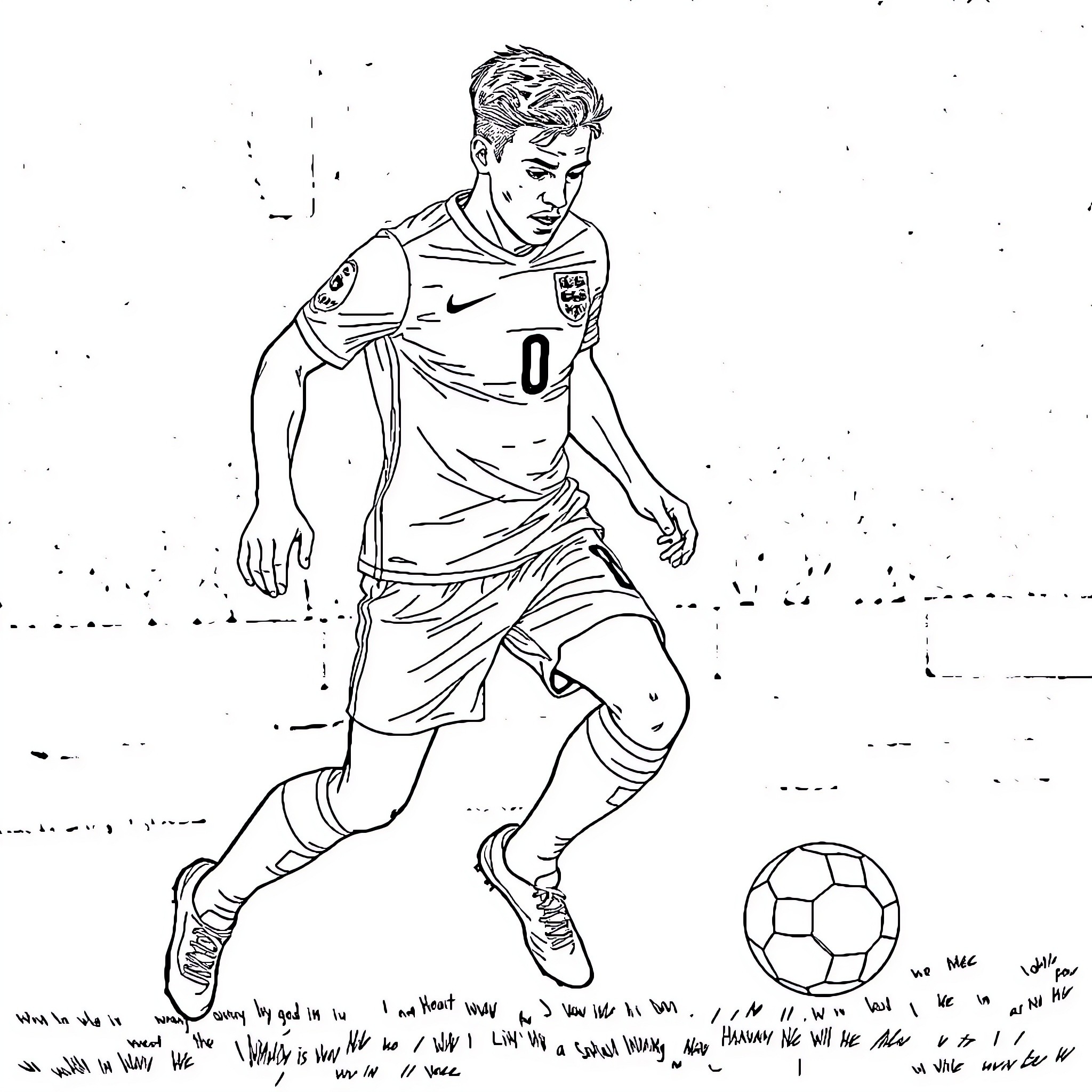 Daniel Ward playing soccer in uniform Coloring Page (free black-and-white line drawing printable PDF for all, from beginners to advanced learners, including children, teens, adults, and seniors)