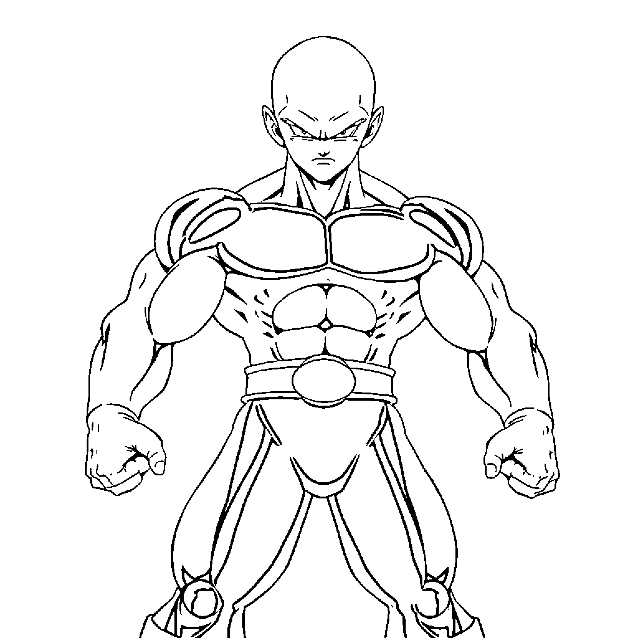Jiren, the powerful and determined warrior Coloring Page (free black-and-white line drawing printable PDF for all, from beginners to advanced learners, including children, teens, adults, and seniors)