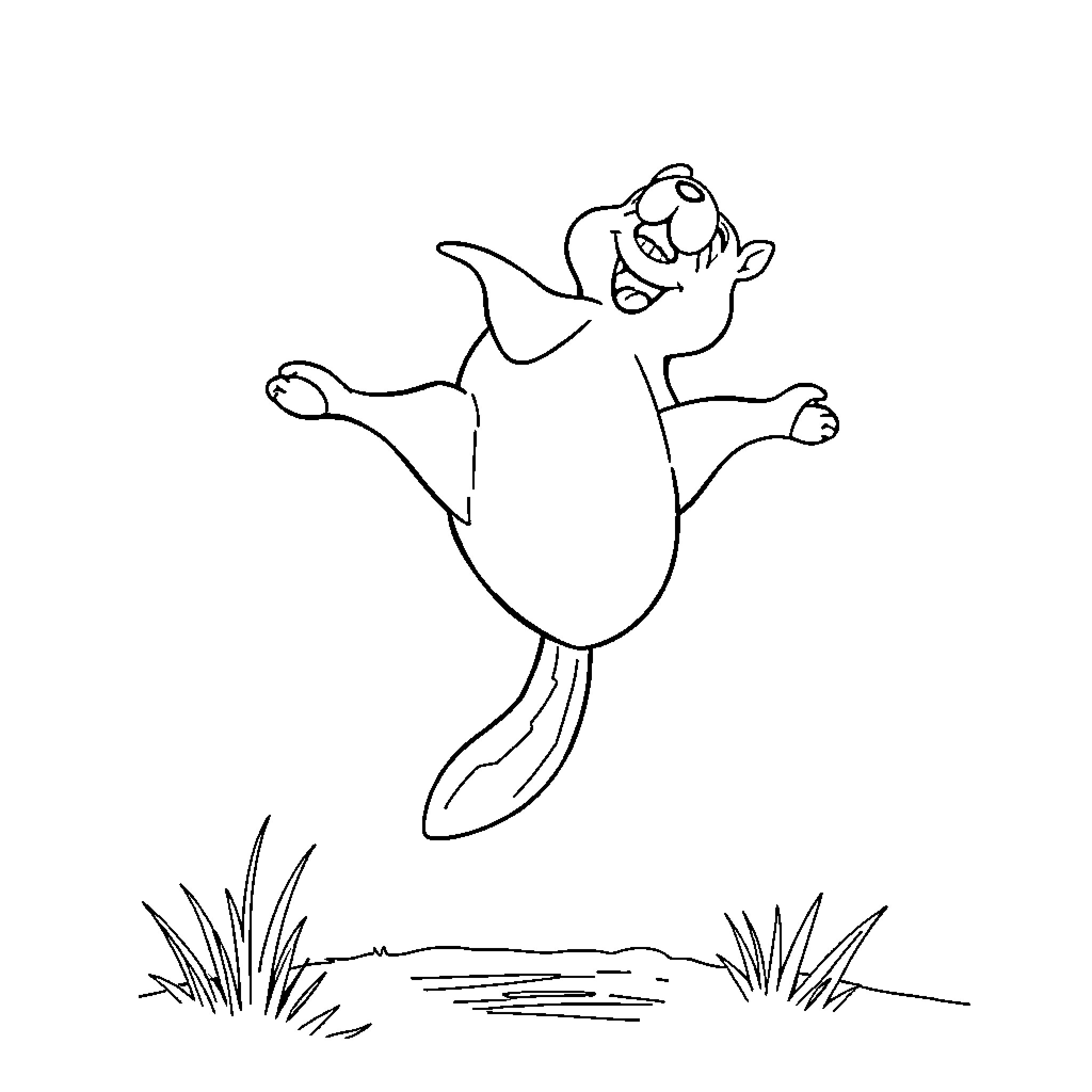 Animal jumping excitedly in a field Coloring Page (free black-and-white line drawing printable PDF for all, from beginners to advanced learners, including children, teens, adults, and seniors)