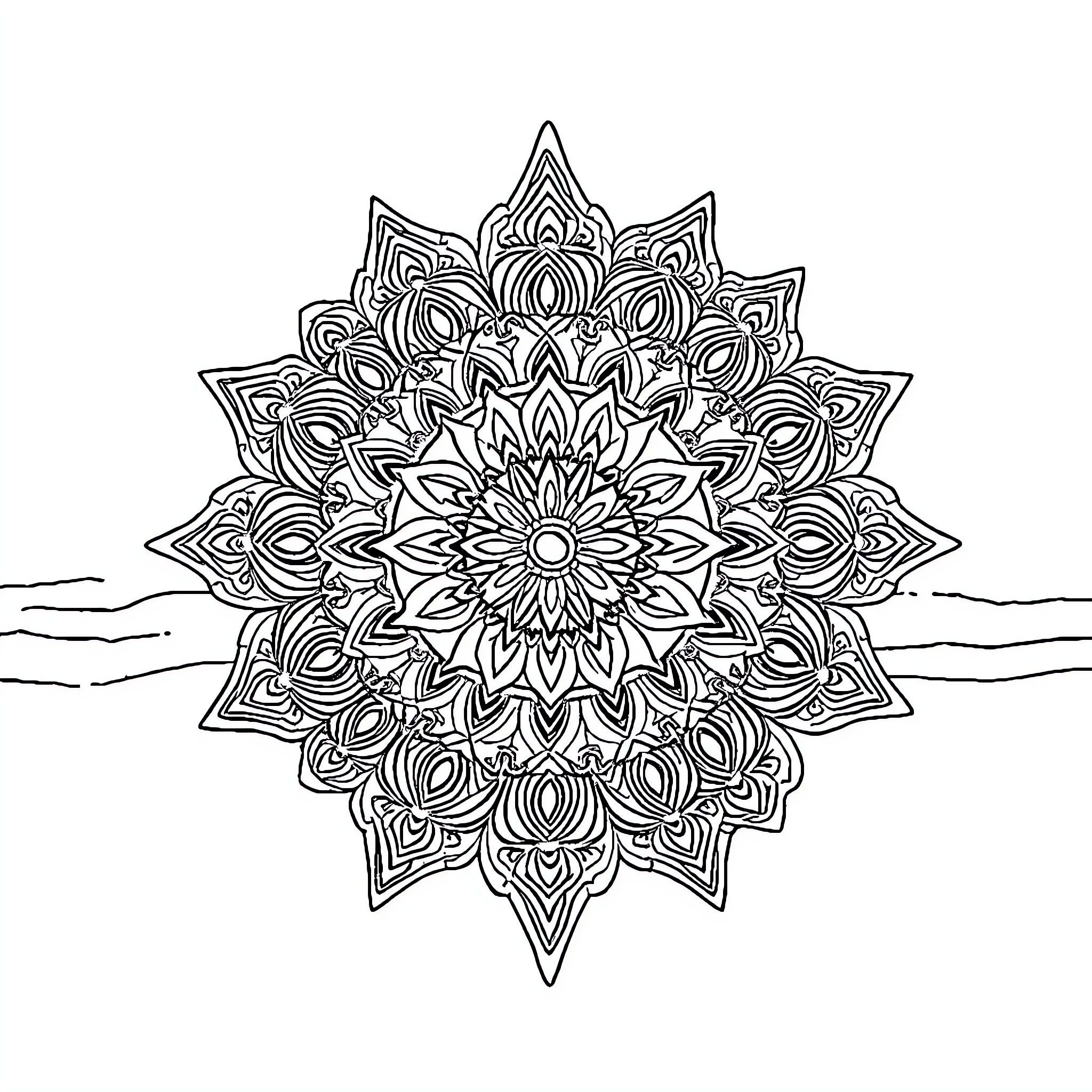 Stitch intricate floral mandala design Coloring Page (free black-and-white line drawing printable PDF for all, from beginners to advanced learners, including children, teens, adults, and seniors)