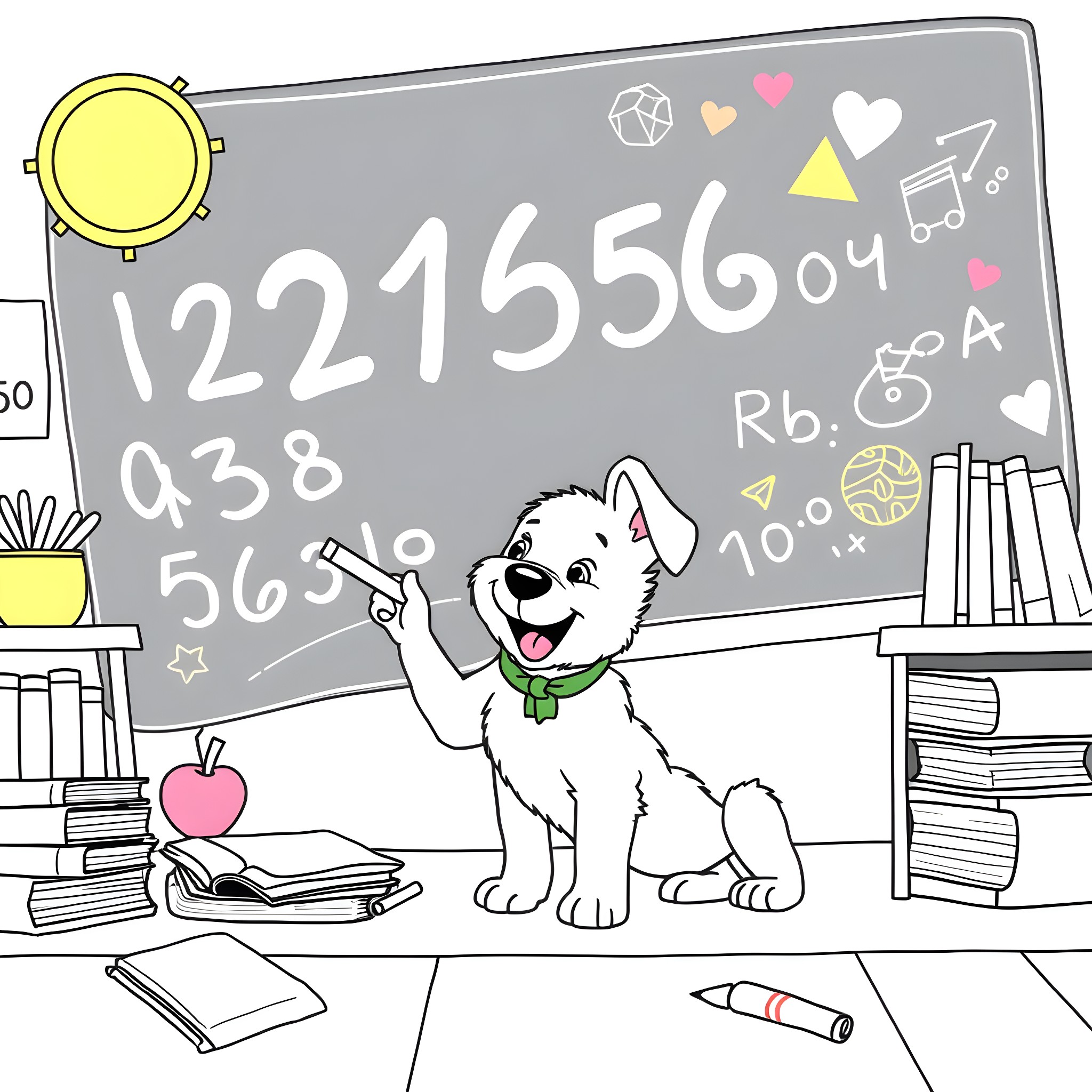 Bluey's Classroom Adventure Coloring Page (free black-and-white line drawing printable PDF for all, from beginners to advanced learners, including children, teens, adults, and seniors)