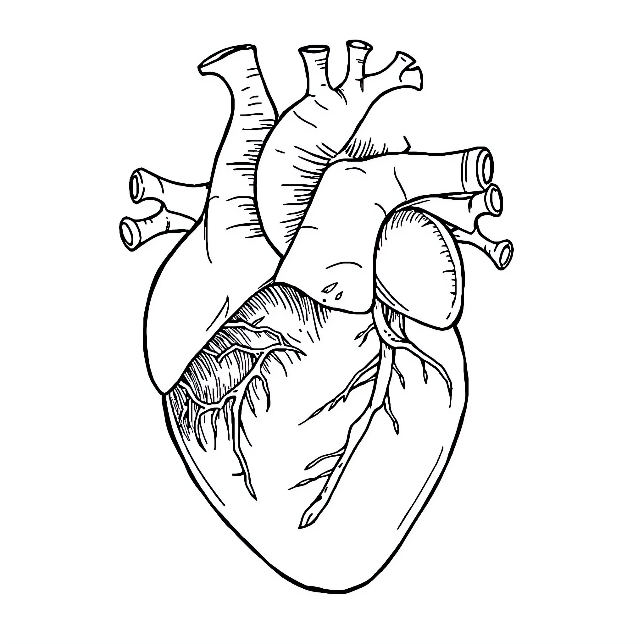 Heart of the Anatomy Coloring Page (free black-and-white line drawing printable PDF for all, from beginners to advanced learners, including children, teens, adults, and seniors)