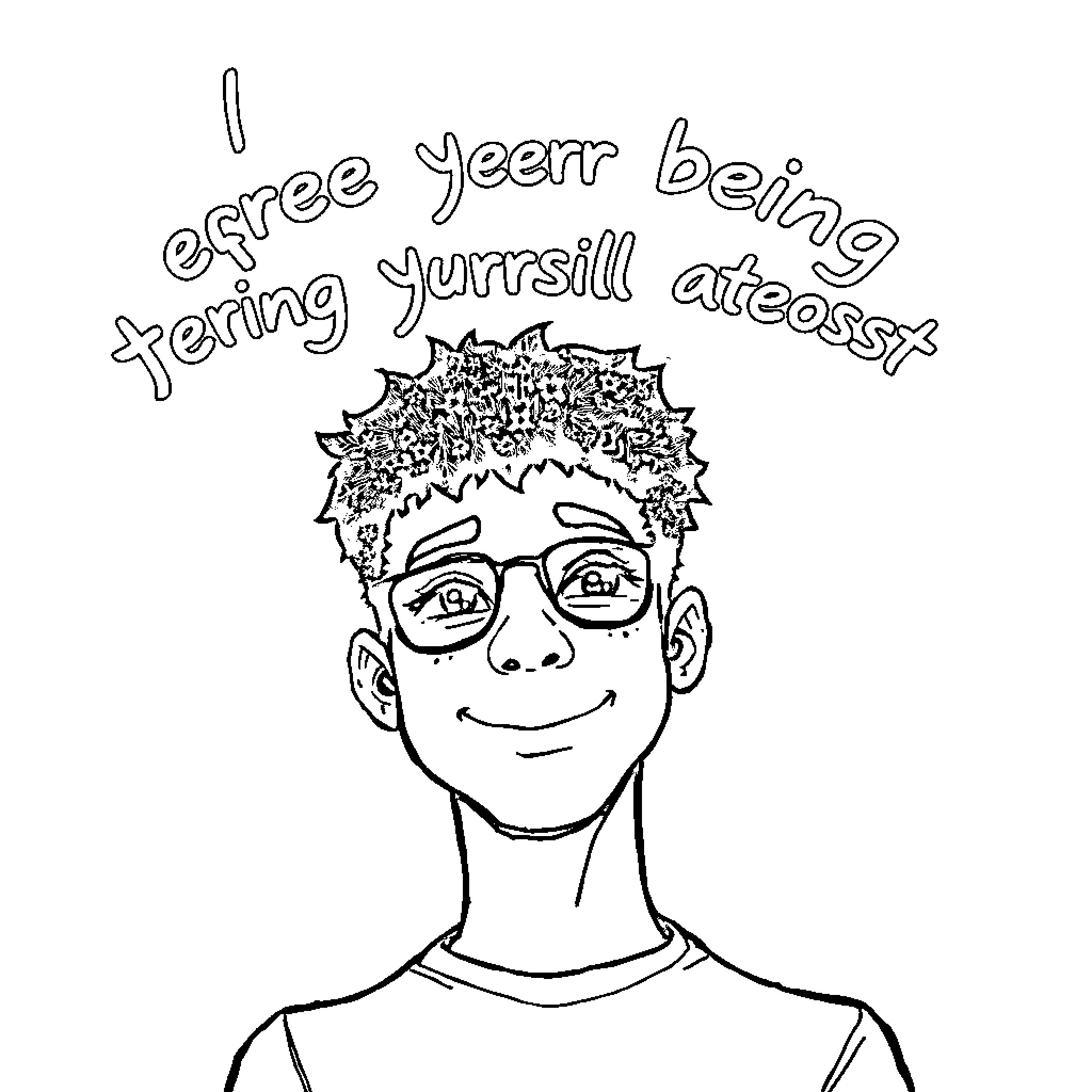 Self-Expression through Quirky Attire Coloring Page (free black-and-white line drawing printable PDF for all, from beginners to advanced learners, including children, teens, adults, and seniors)