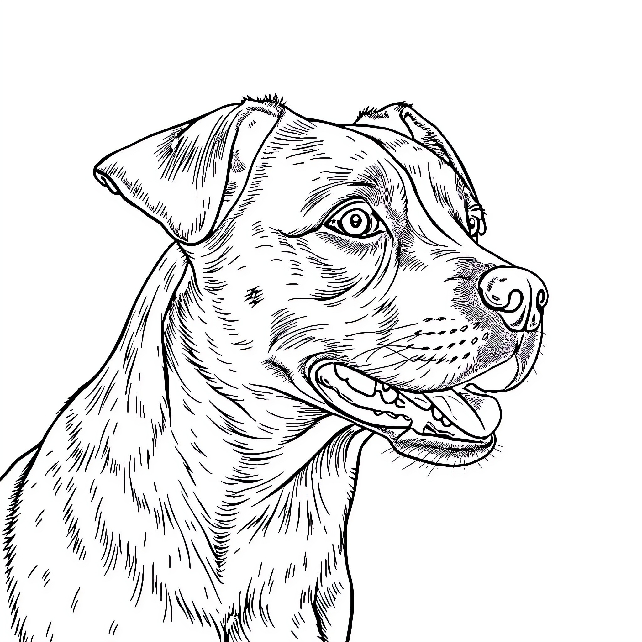 Dog in playful expression Coloring Page (free black-and-white line drawing printable PDF for all, from beginners to advanced learners, including children, teens, adults, and seniors)