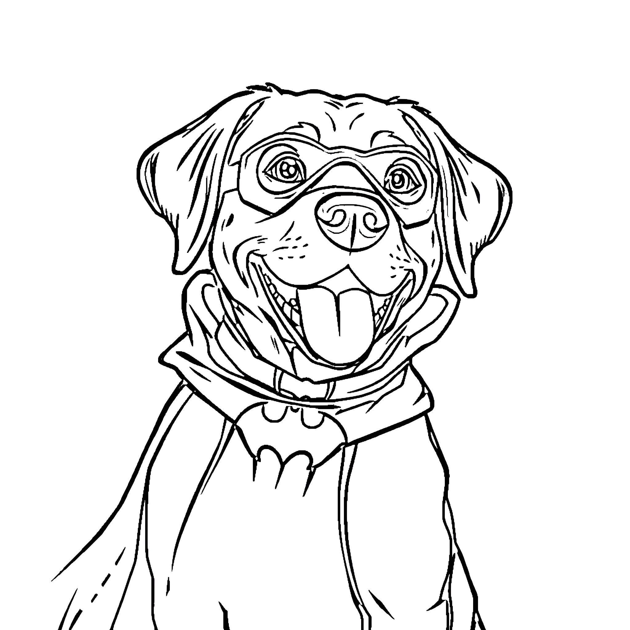 Labrador dog with a friendly expression Coloring Page (free black-and-white line drawing printable PDF for all, from beginners to advanced learners, including children, teens, adults, and seniors)