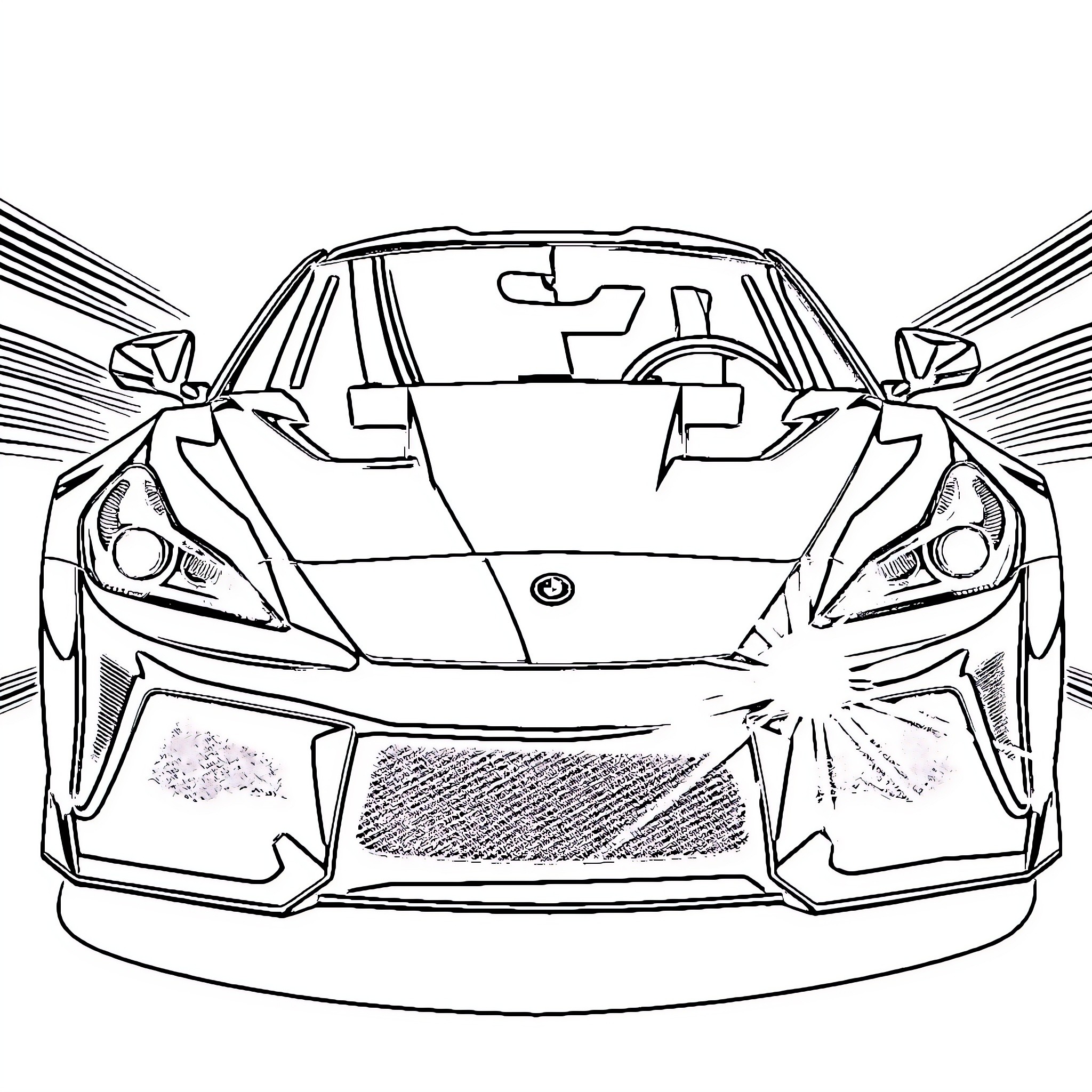 Auto racing vehicle speeding on the track Coloring Page (free black-and-white line drawing printable PDF for all, from beginners to advanced learners, including children, teens, adults, and seniors)