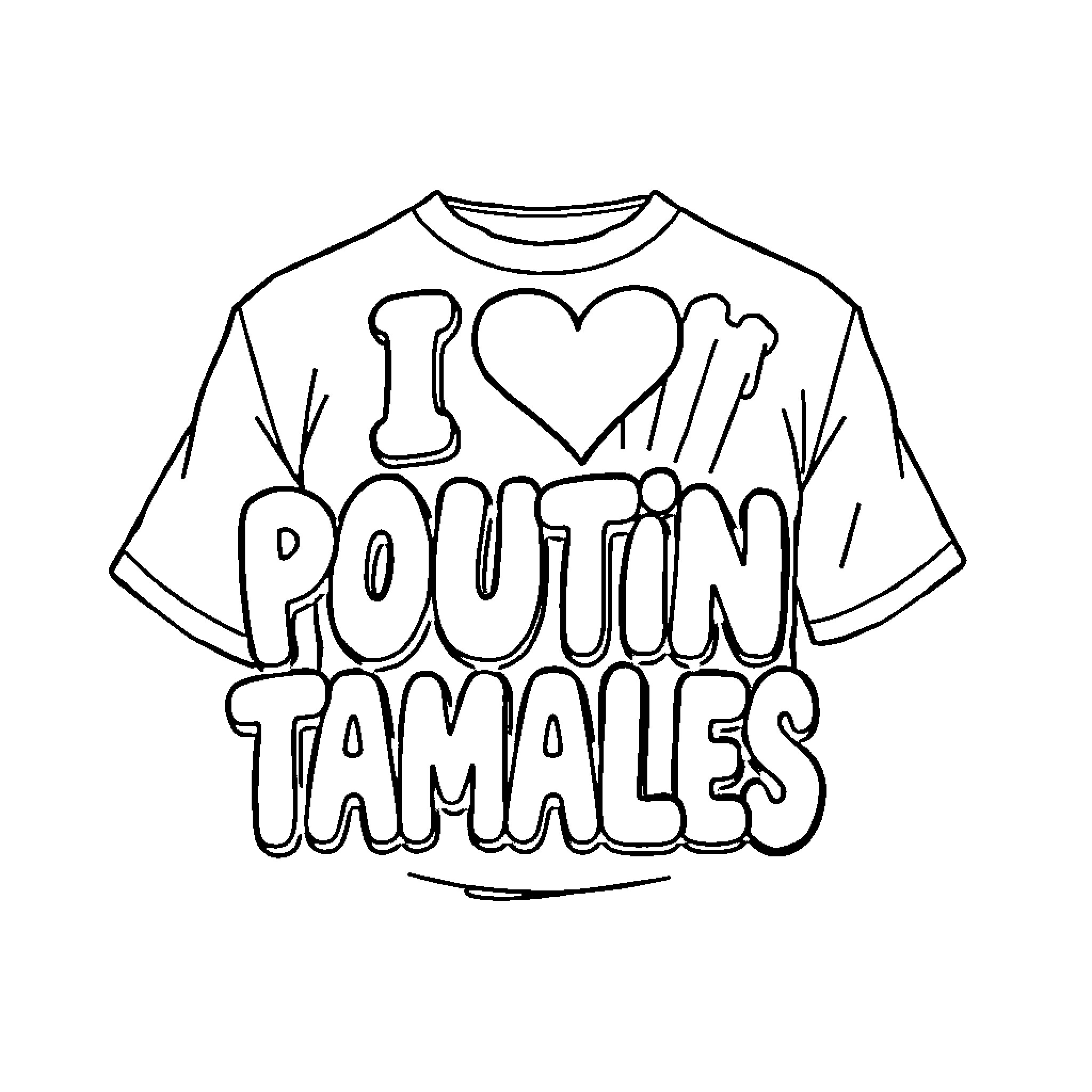 Shirt with playful text and symbols Coloring Page (free black-and-white line drawing printable PDF for all, from beginners to advanced learners, including children, teens, adults, and seniors)