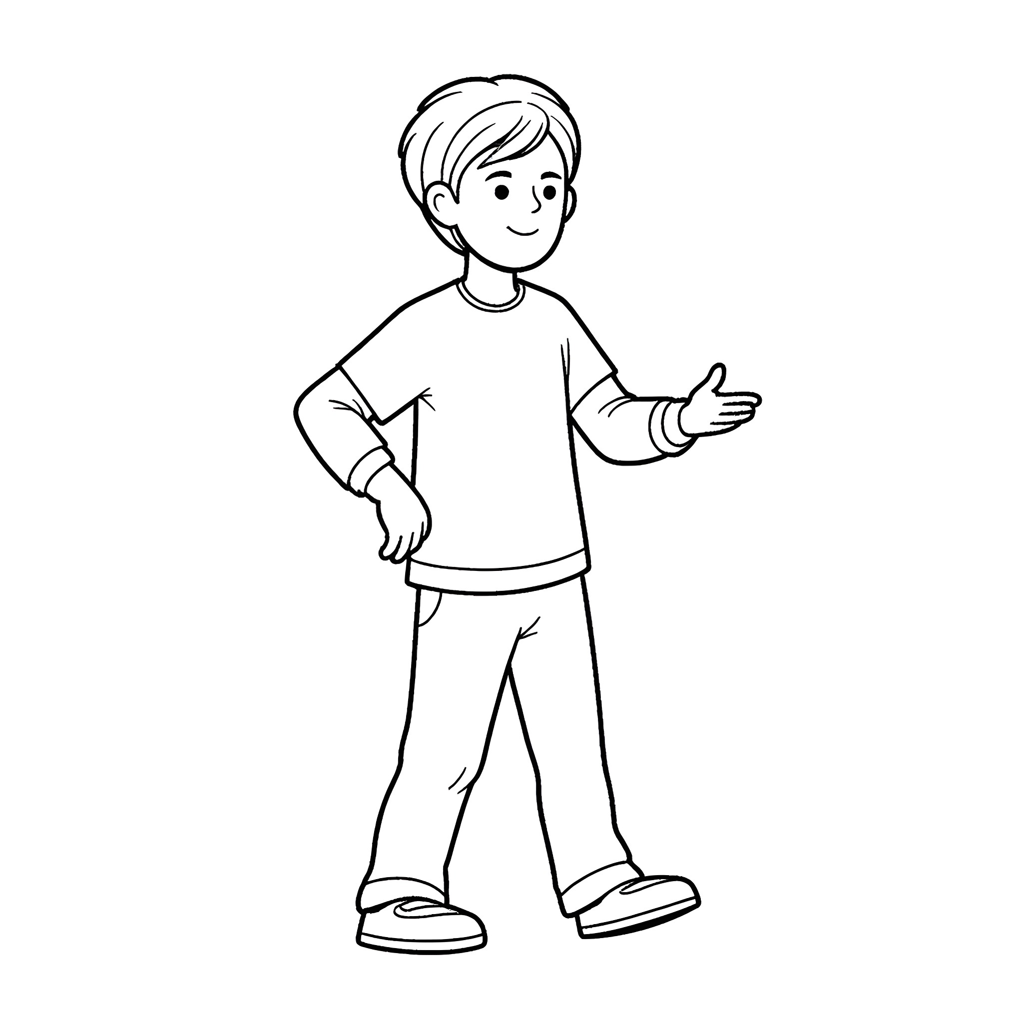 No No Square Gesture and Pose Coloring Page (free black-and-white line drawing printable PDF for all, from beginners to advanced learners, including children, teens, adults, and seniors)