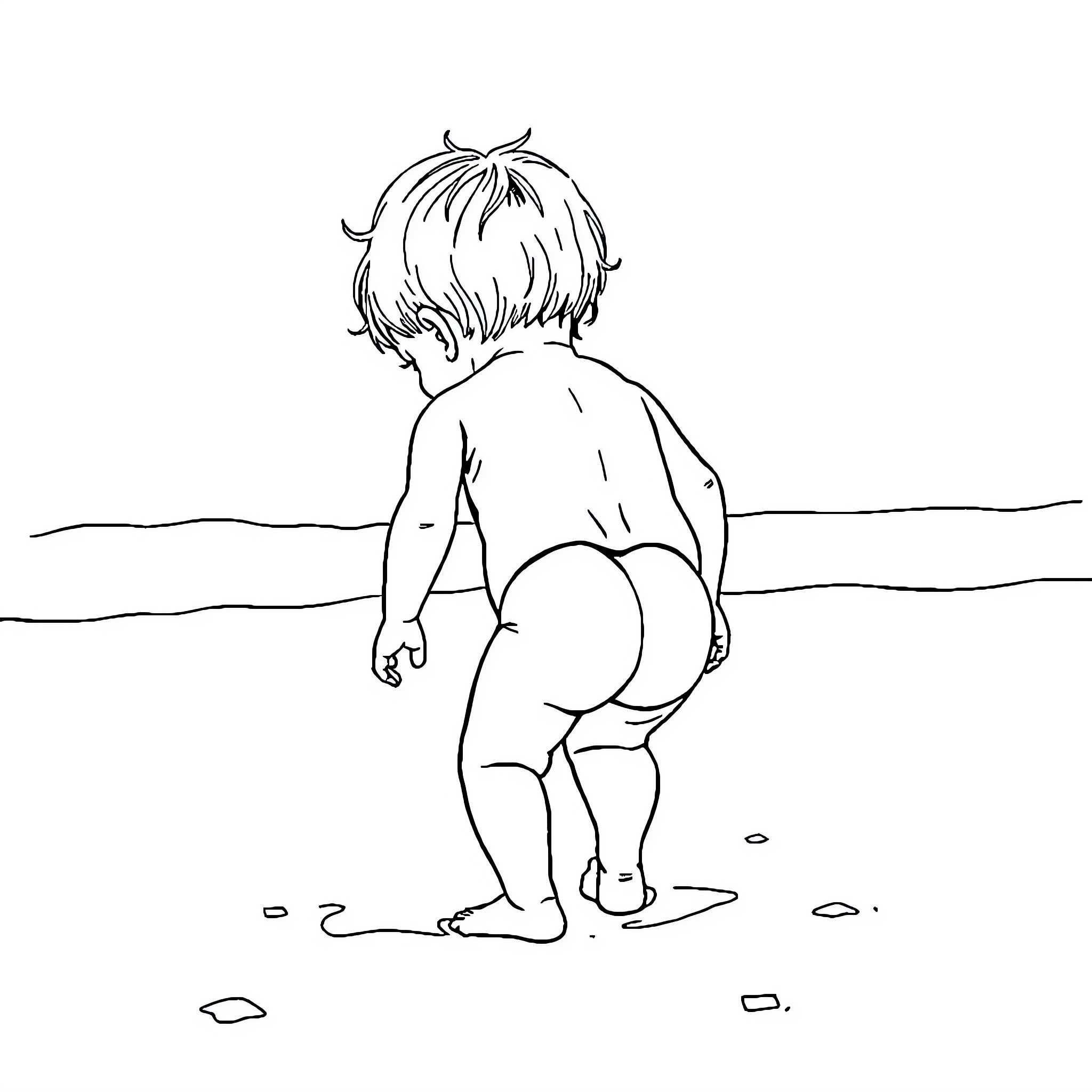 Child exploring the outdoors Coloring Page (free black-and-white line drawing printable PDF for all, from beginners to advanced learners, including children, teens, adults, and seniors)