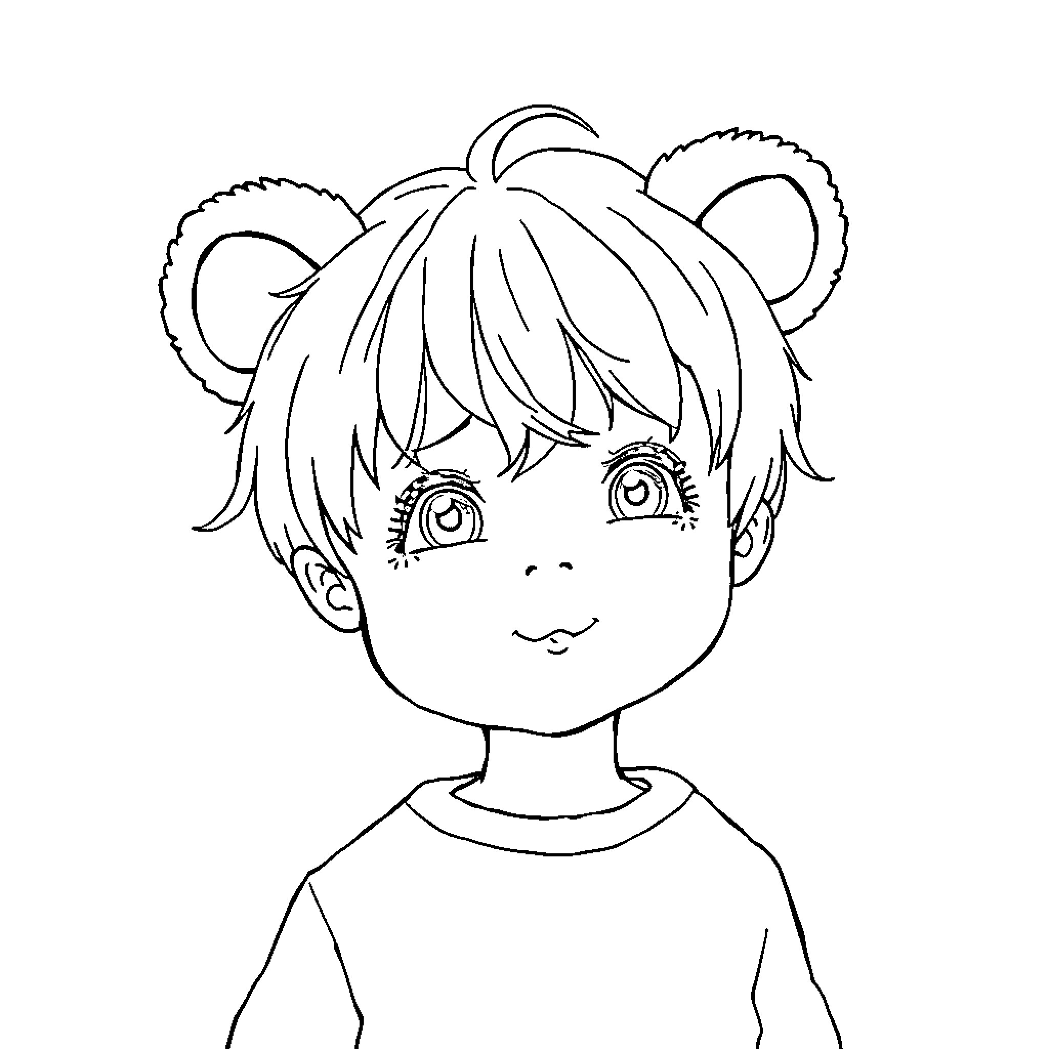 Kid with playful hairstyle and expressive face Coloring Page (free black-and-white line drawing printable PDF for all, from beginners to advanced learners, including children, teens, adults, and seniors)