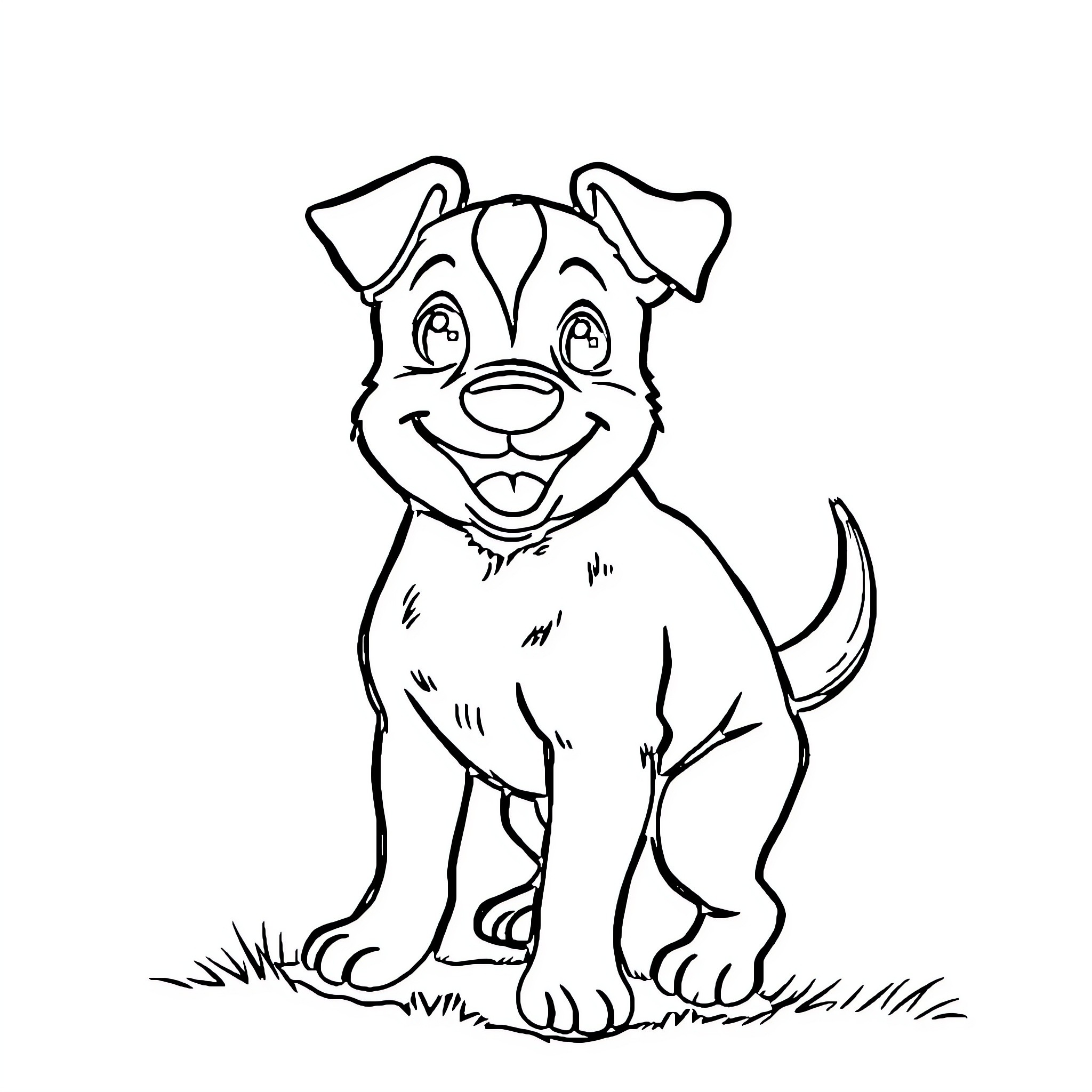 Animal sitting happily on grass Coloring Page (free black-and-white line drawing printable PDF for all, from beginners to advanced learners, including children, teens, adults, and seniors)