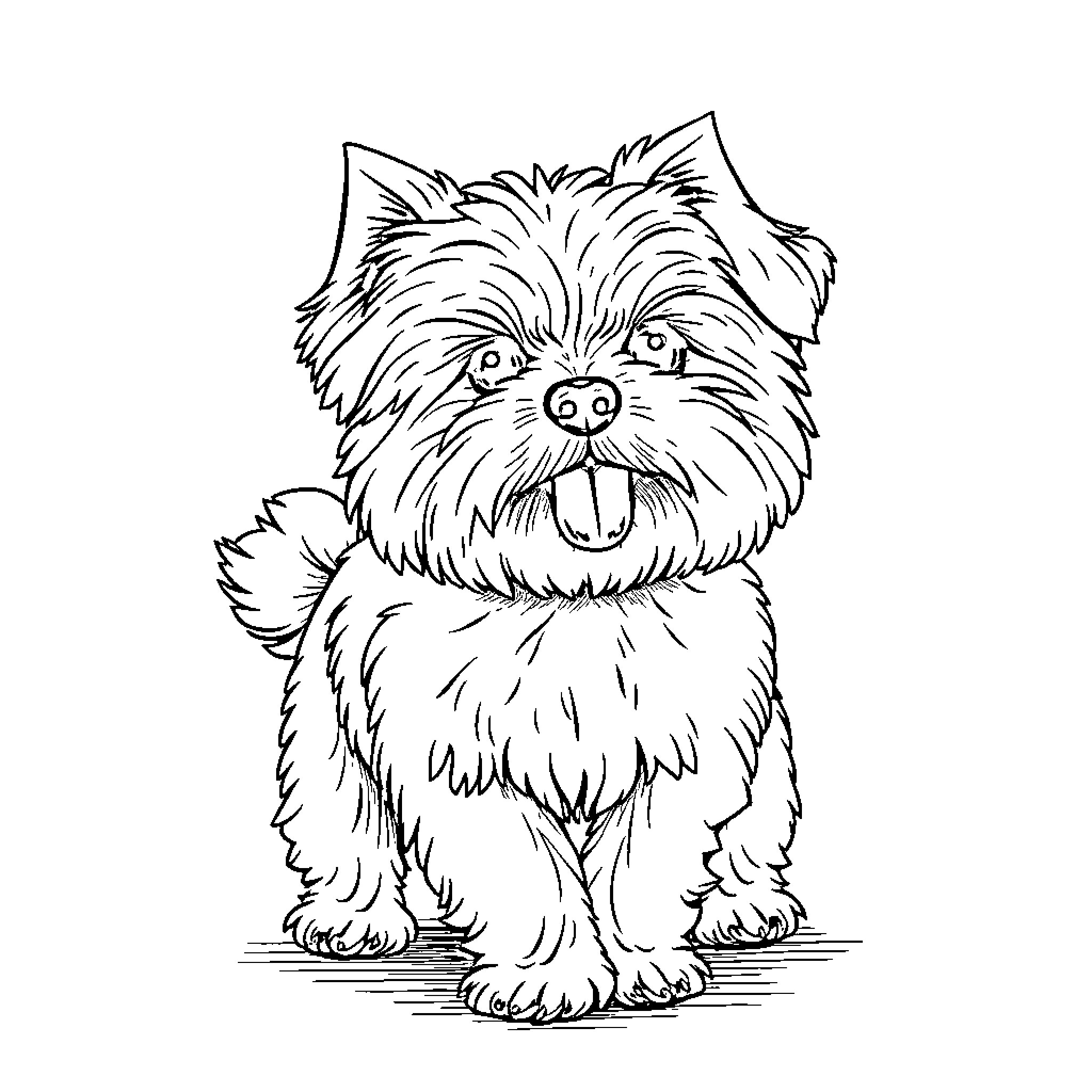 Maltese dog with a happy expression Coloring Page (free black-and-white line drawing printable PDF for all, from beginners to advanced learners, including children, teens, adults, and seniors)