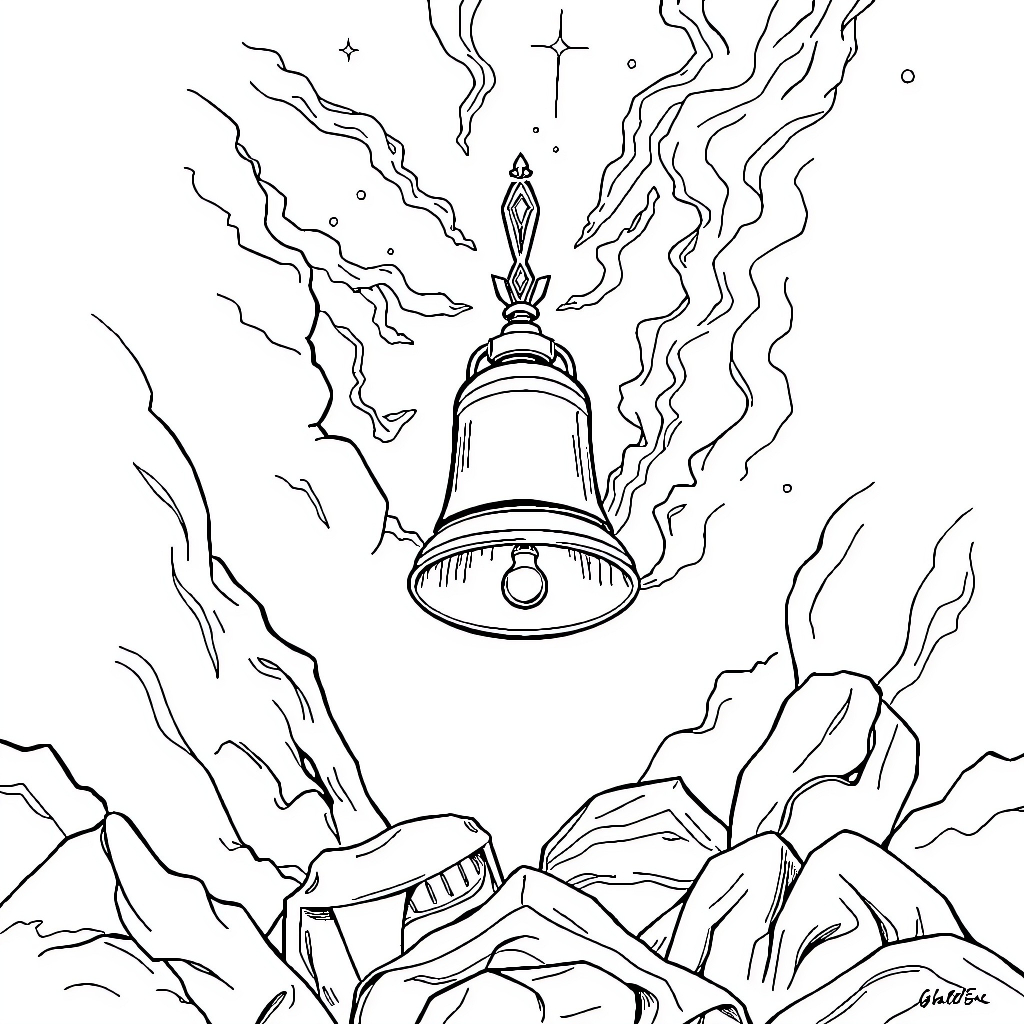 Saved by the Bell: Majestic Mountain Beacon Coloring Page (free black-and-white line drawing printable PDF for all, from beginners to advanced learners, including children, teens, adults, and seniors)