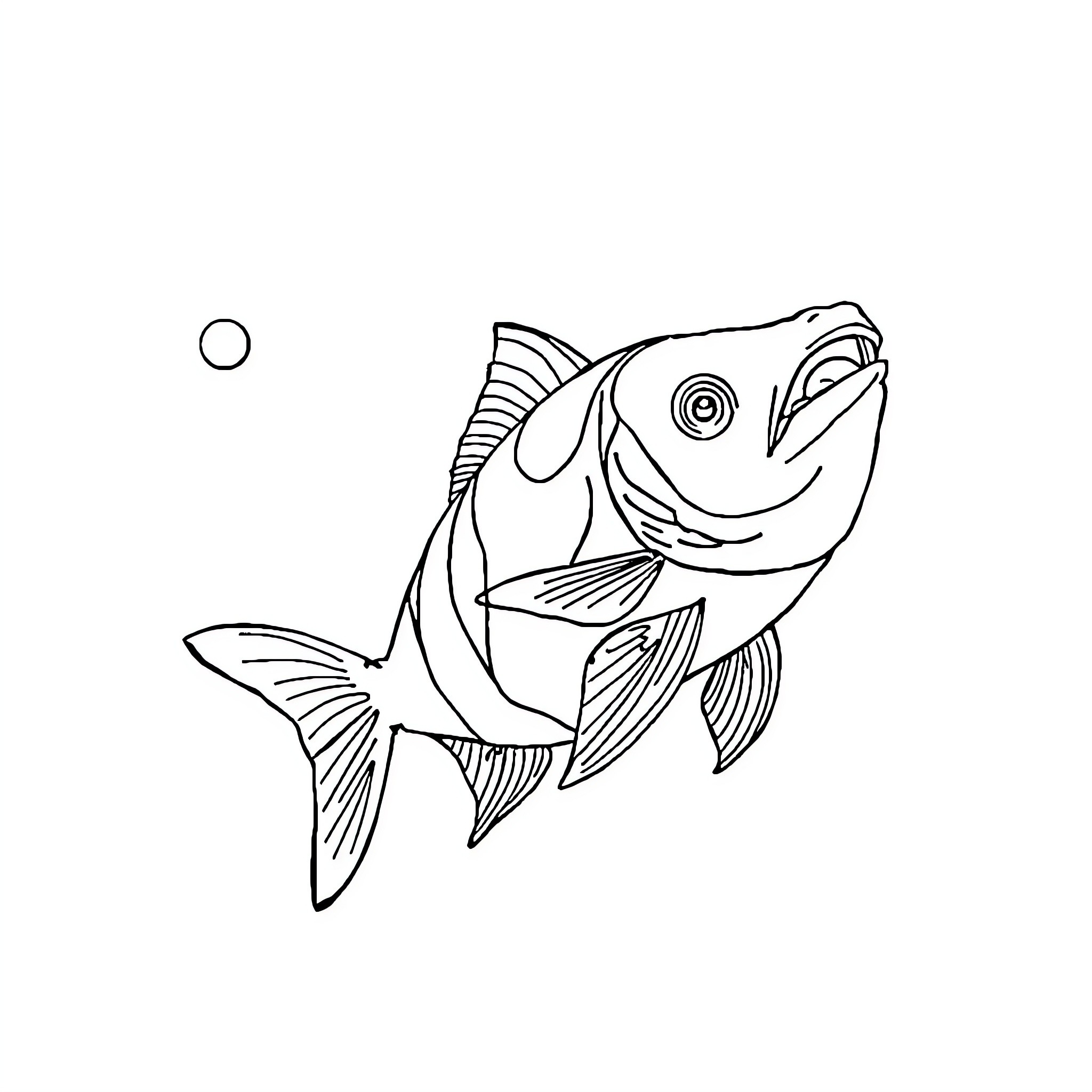 Sea Animal swimming happily Coloring Page (free black-and-white line drawing printable PDF for all, from beginners to advanced learners, including children, teens, adults, and seniors)