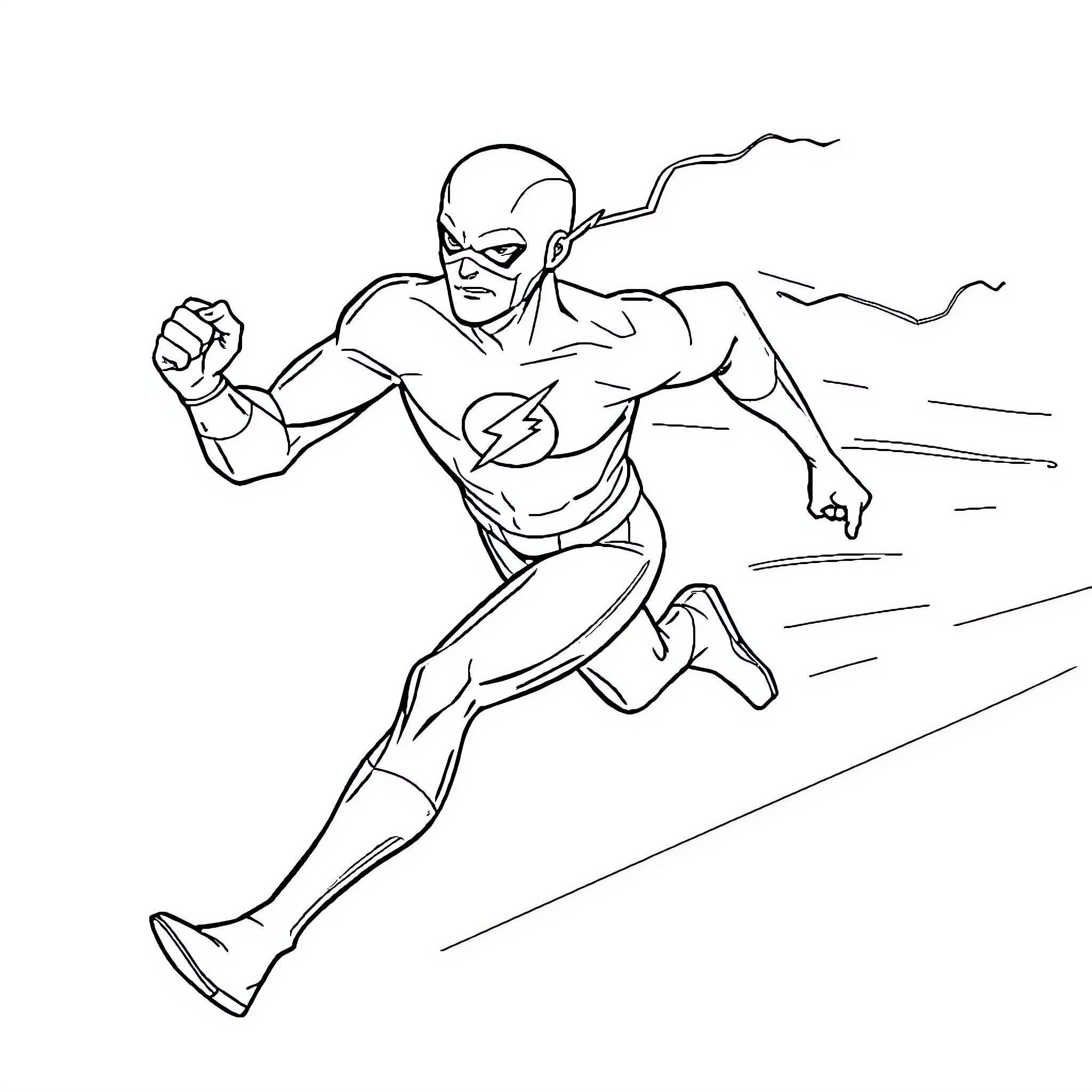 Flash Dashing Through the Scene Coloring Page (free black-and-white line drawing printable PDF for all, from beginners to advanced learners, including children, teens, adults, and seniors)