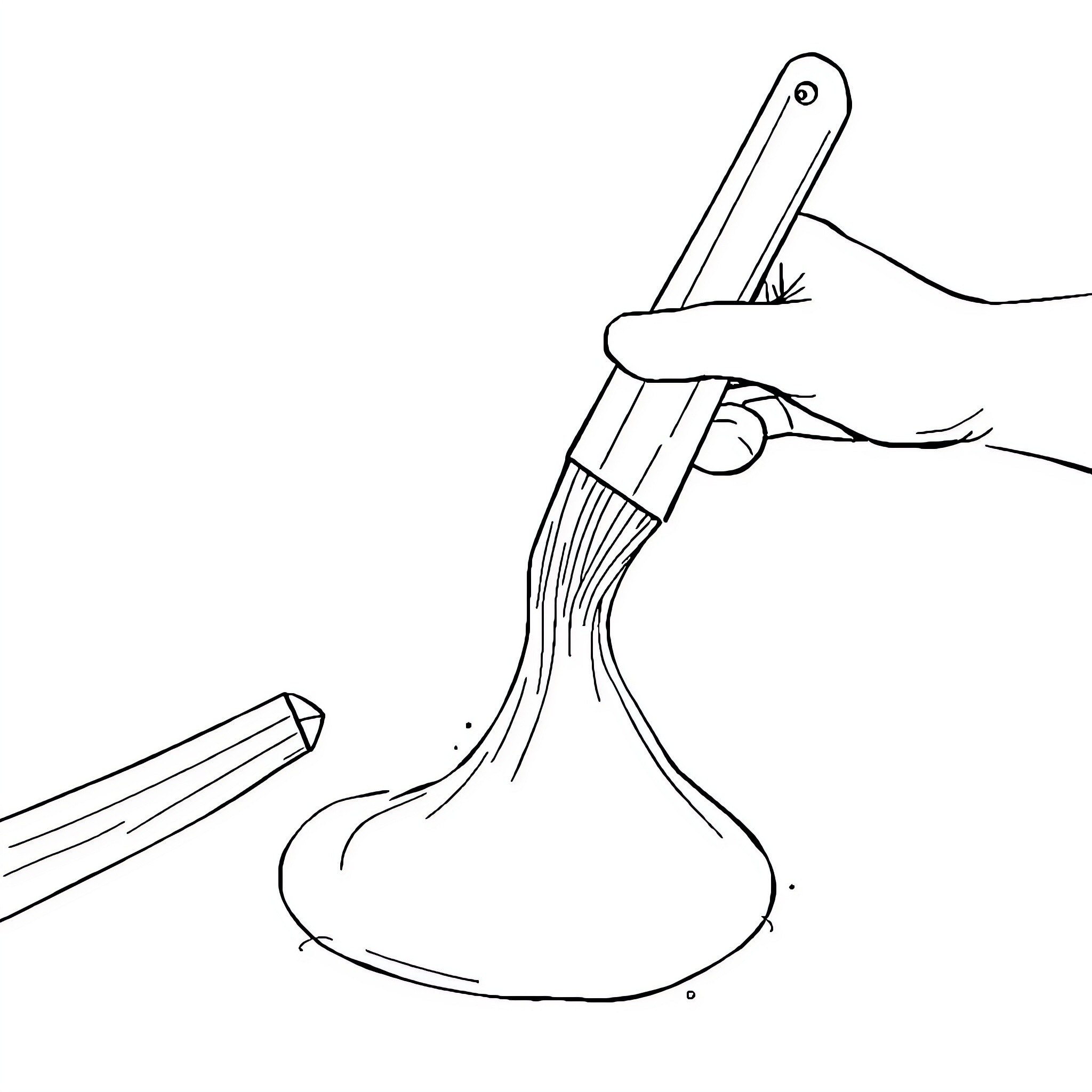 E.g. Person using kitchen utensil to stir or mix Coloring Page (free black-and-white line drawing printable PDF for all, from beginners to advanced learners, including children, teens, adults, and seniors)