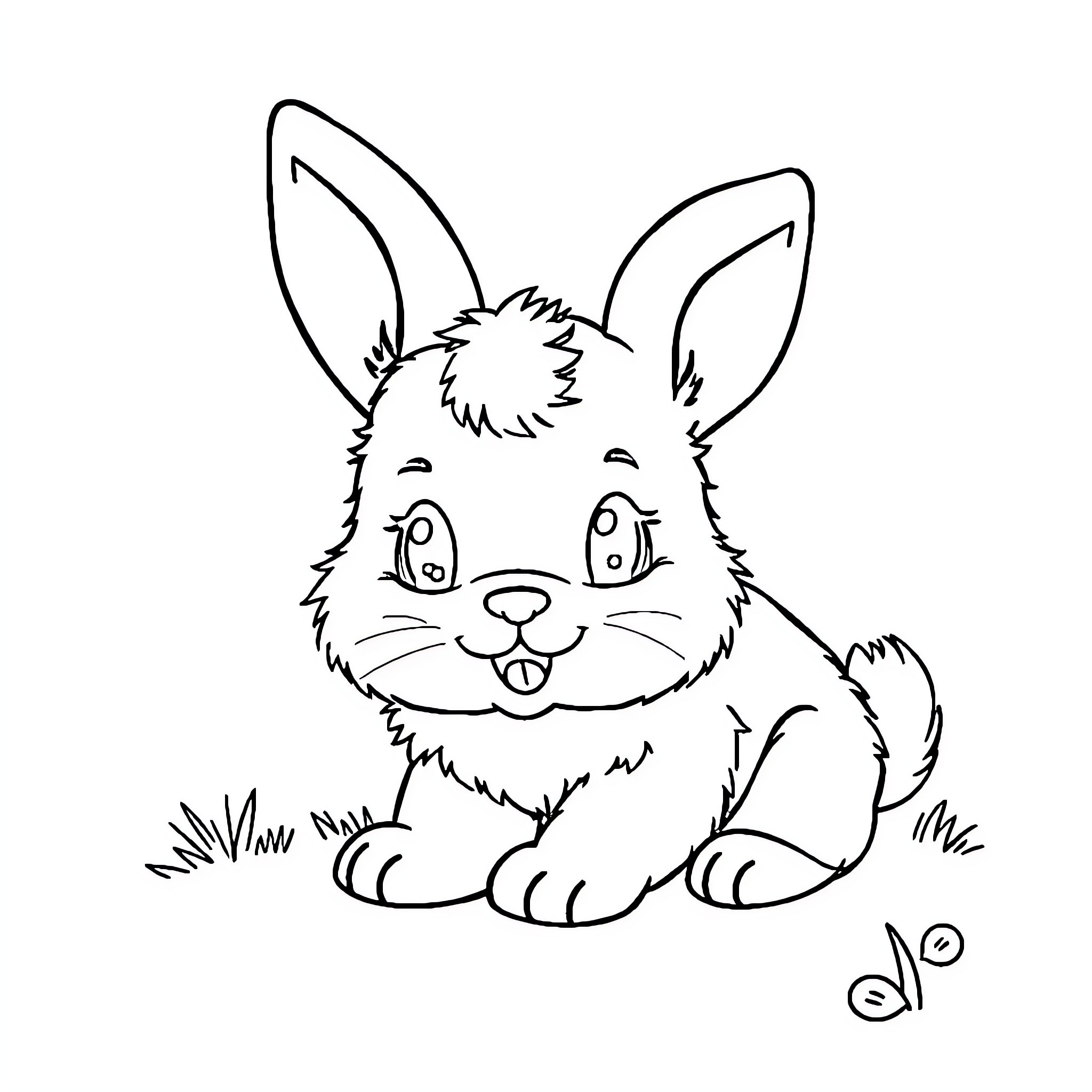 Animal sitting happily on the grass Coloring Page (free black-and-white line drawing printable PDF for all, from beginners to advanced learners, including children, teens, adults, and seniors)