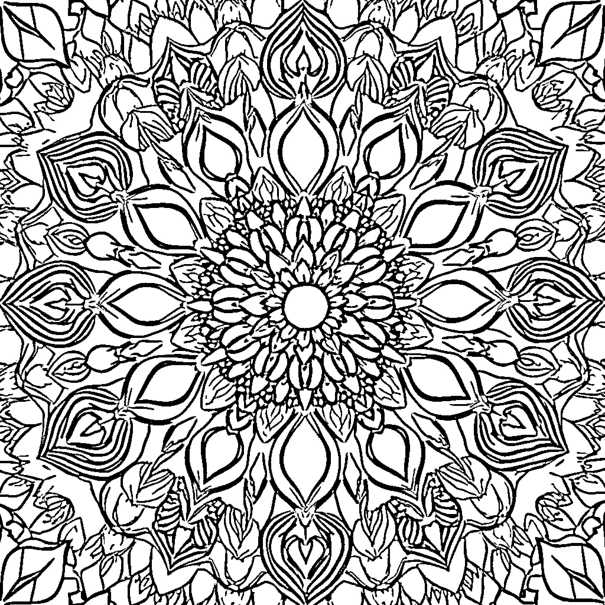 Food Intricate Floral Pattern Illustration Coloring Page (free black-and-white line drawing printable PDF for all, from beginners to advanced learners, including children, teens, adults, and seniors)
