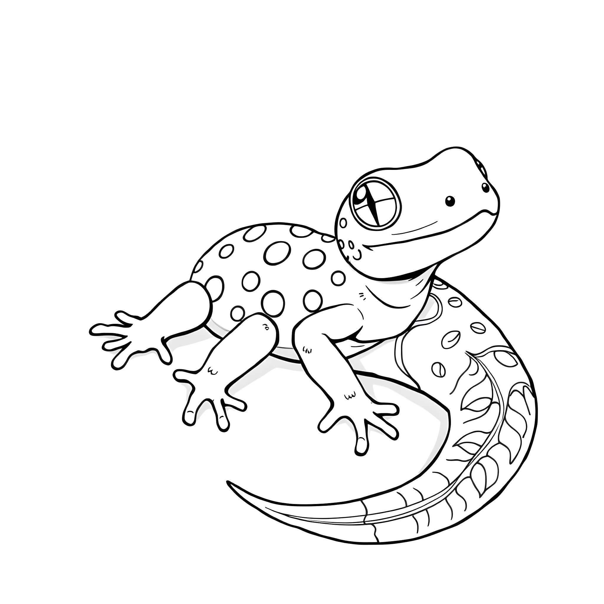 Salamander swimming joyfully in the water Coloring Page (free black-and-white line drawing printable PDF for all, from beginners to advanced learners, including children, teens, adults, and seniors)