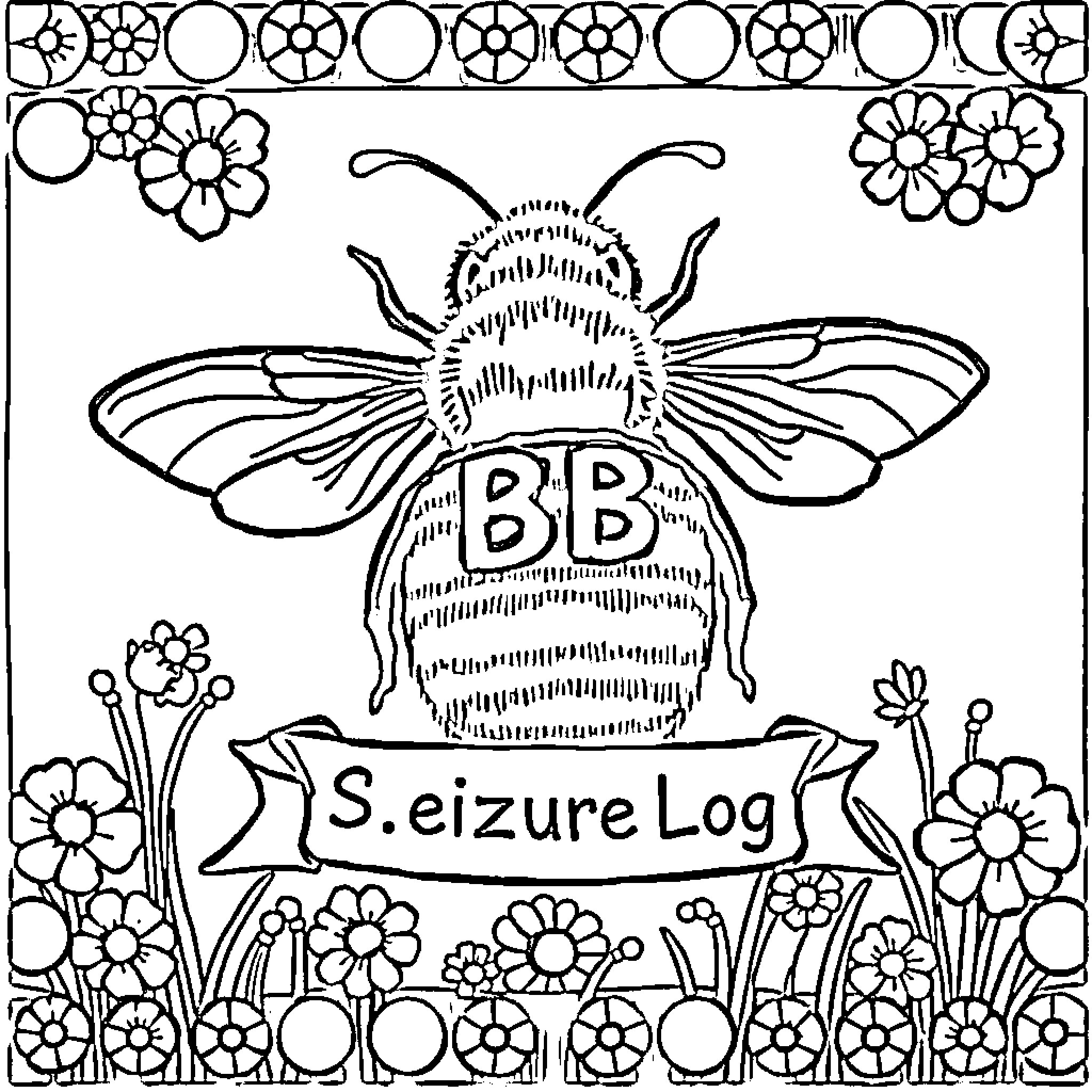 Bee exploring a floral garden Coloring Page (free black-and-white line drawing printable PDF for all, from beginners to advanced learners, including children, teens, adults, and seniors)
