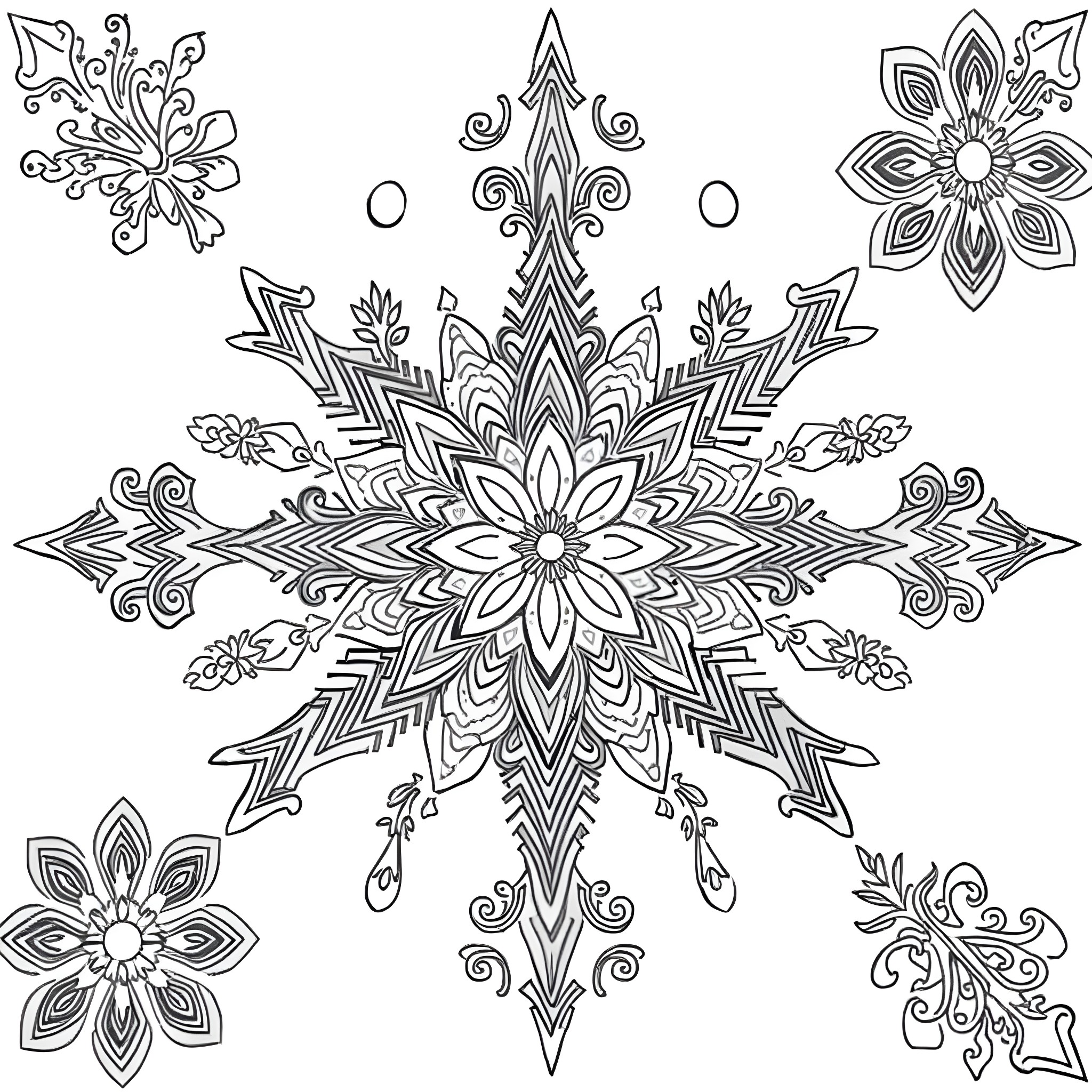 Mosaic of Floral Mandala Patterns Coloring Page (free black-and-white line drawing printable PDF for all, from beginners to advanced learners, including children, teens, adults, and seniors)
