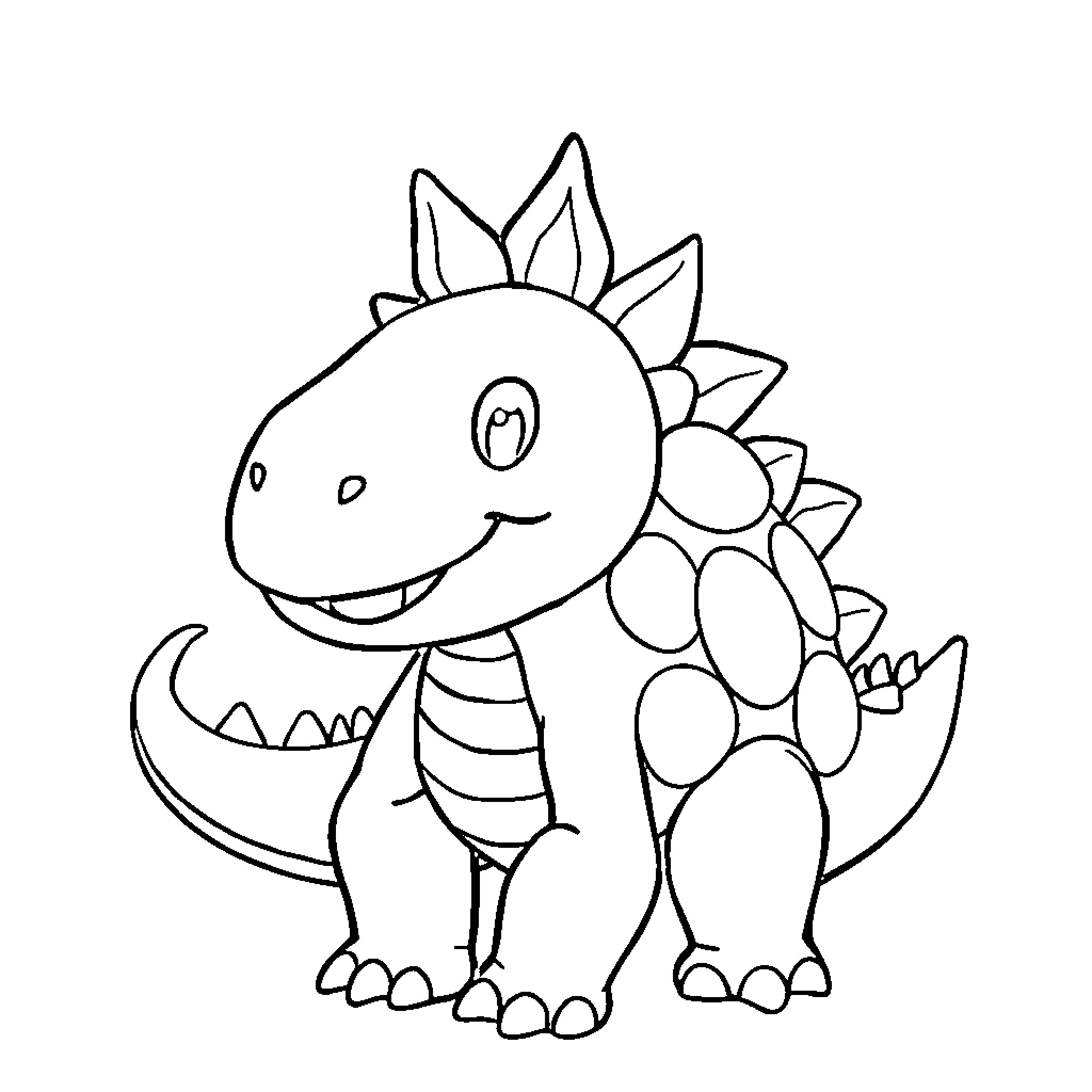 Tumtumsaur being silly and playful Coloring Page (free black-and-white line drawing printable PDF for all, from beginners to advanced learners, including children, teens, adults, and seniors)