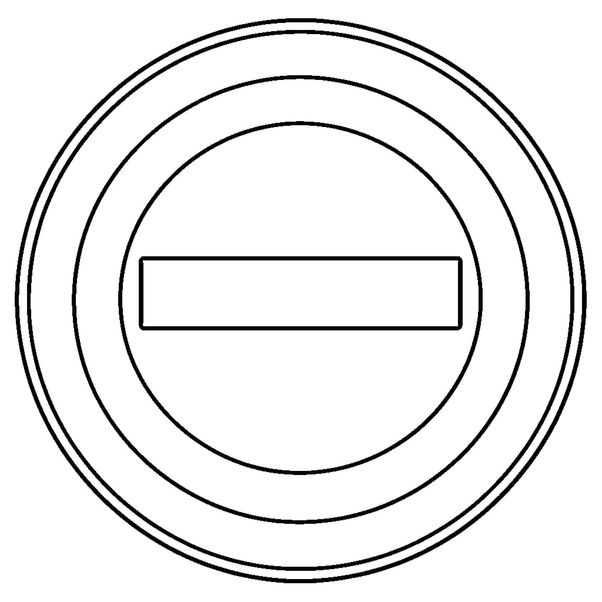 No Entry Sign with Concentric Circles Coloring Page (free black-and-white line drawing printable PDF for all, from beginners to advanced learners, including children, teens, adults, and seniors)