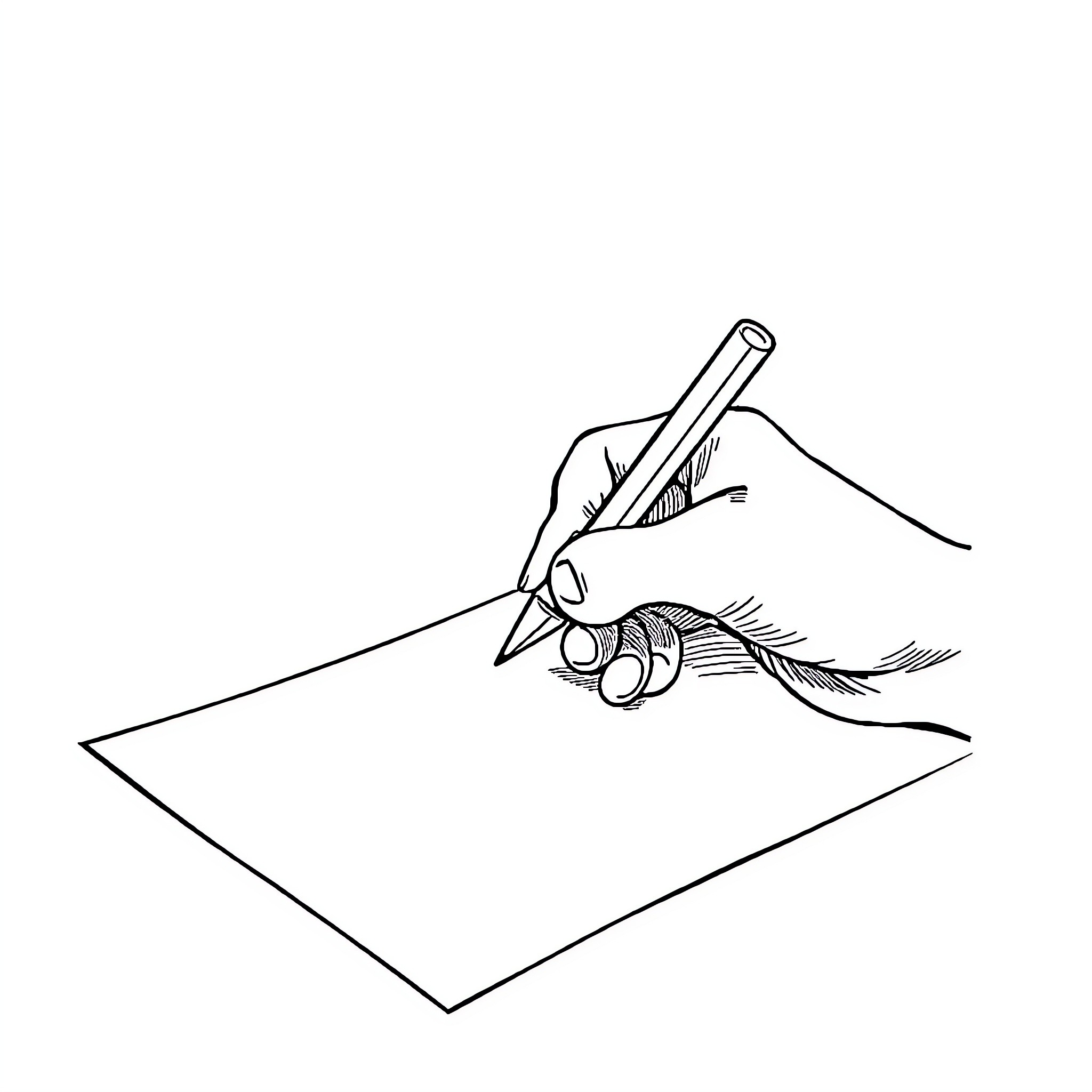 Tulis Writing with Feather Quill on Paper Coloring Page (free black-and-white line drawing printable PDF for all, from beginners to advanced learners, including children, teens, adults, and seniors)