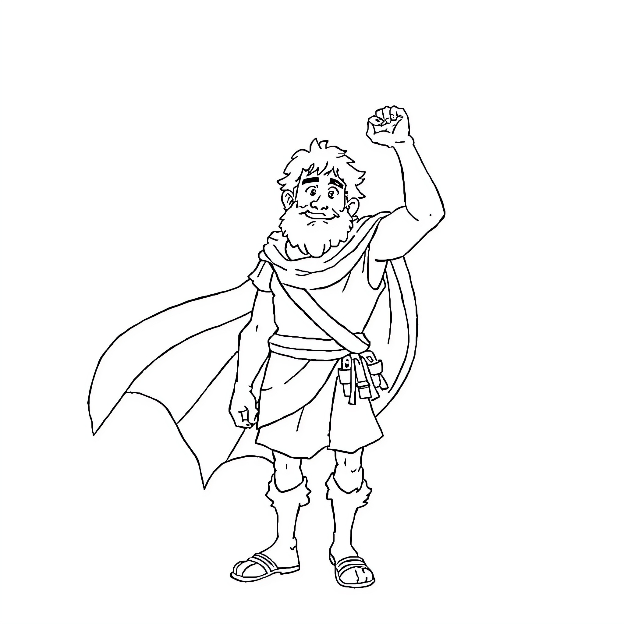 Ulysse the Heroic Explorer Coloring Page (free black-and-white line drawing printable PDF for all, from beginners to advanced learners, including children, teens, adults, and seniors)